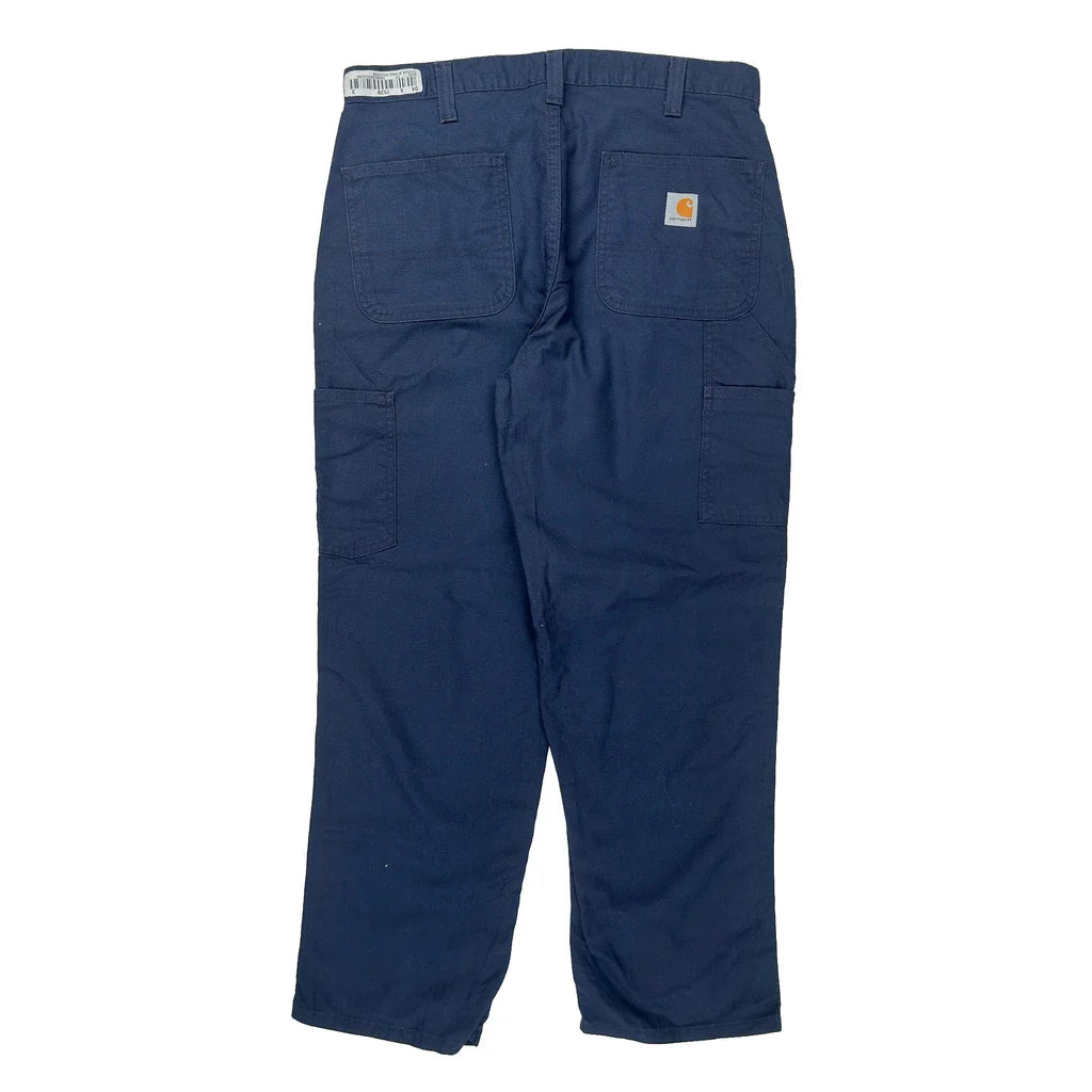 Carhartt Trousers - 34W 30L Navy Cotton Refurbished - Thrifted (note: this is a term often used to describe second- refurbished available on Cerqular