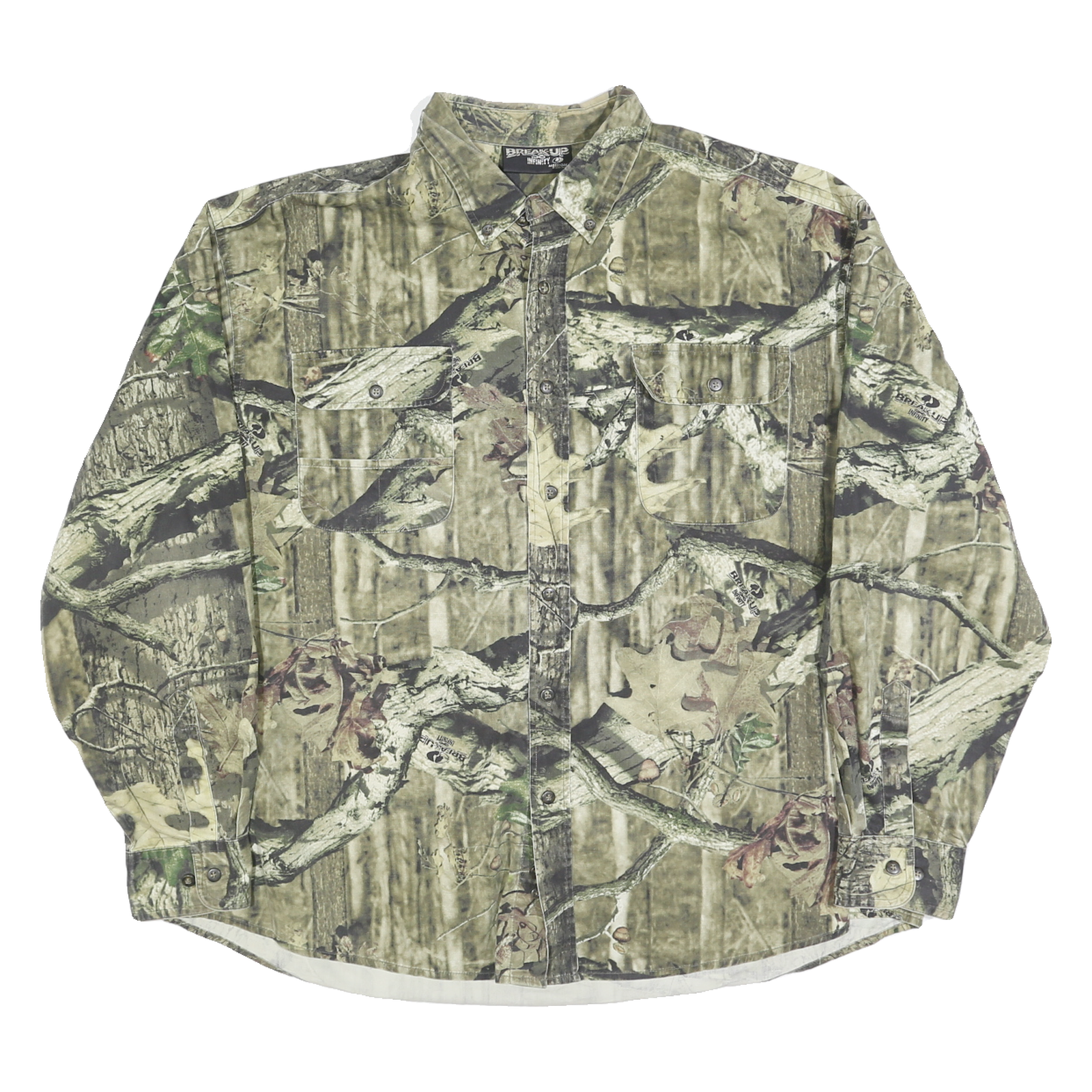 Mens Green Camouflage Cotton Shirt 2XL Long Sleeve Button Pocket Outdoor Style Refurbished - N/A refurbished available on Cerqular