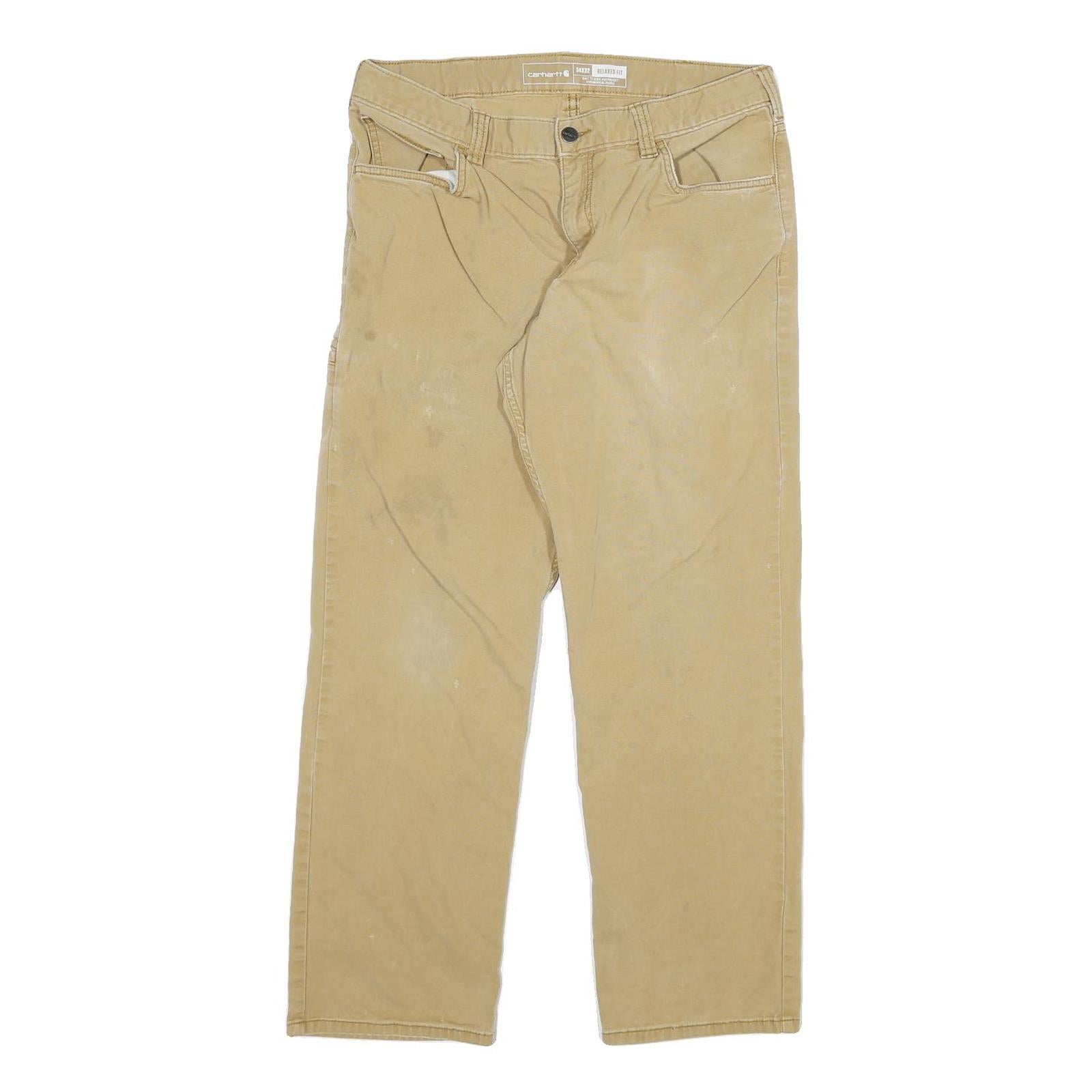 CARHARTT Mens Cotton Blend Beige Relaxed Straight Trousers W32 L28 Workwear Refurbished - N/A refurbished available on Cerqular
