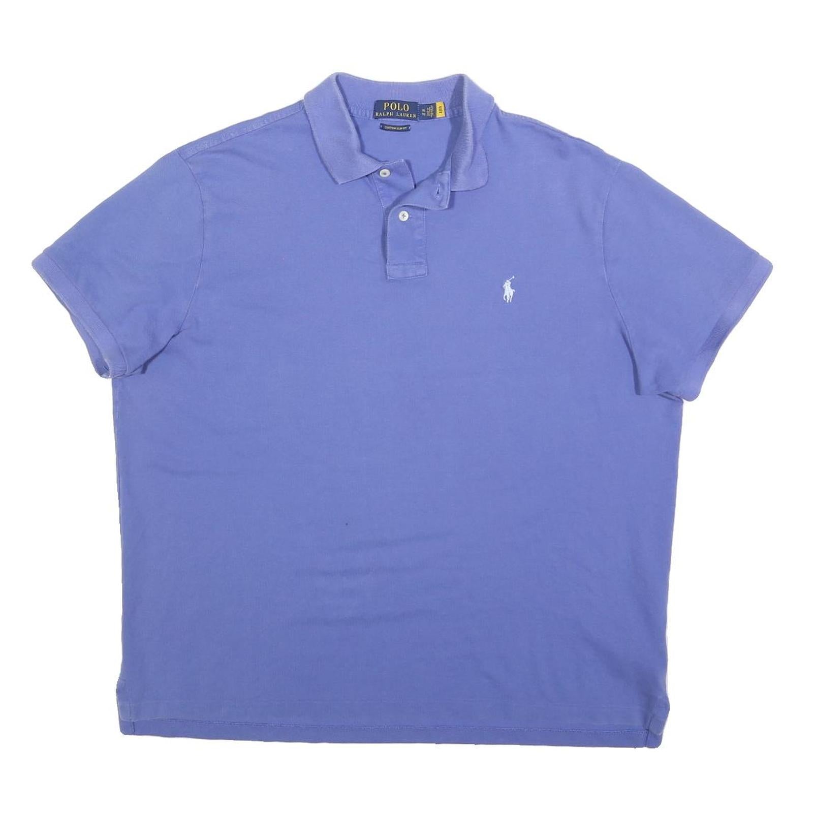 POLO RALPH LAUREN Mens Blue Short Sleeve Plain Polo Shirt XL Cotton Blend Refurbished - N/A refurbished available on Cerqular
