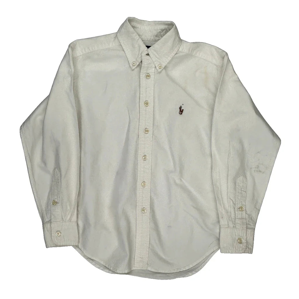 Age 6-7 Ralph Lauren Shirt - Small White Cotton Refurbished - Thrifted (note: this is a term often used to describe second- refurbished available on Cerqular