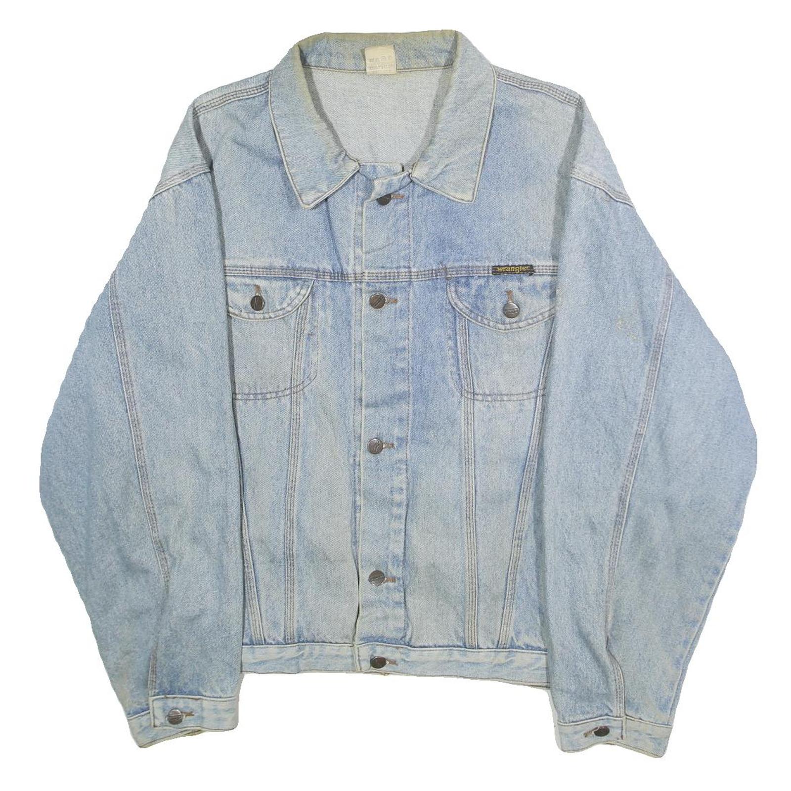 WRANGLER Mens Blue Denim Jacket XL Cotton Button Plain Classic Jeanwear Refurbished - N/A refurbished available on Cerqular