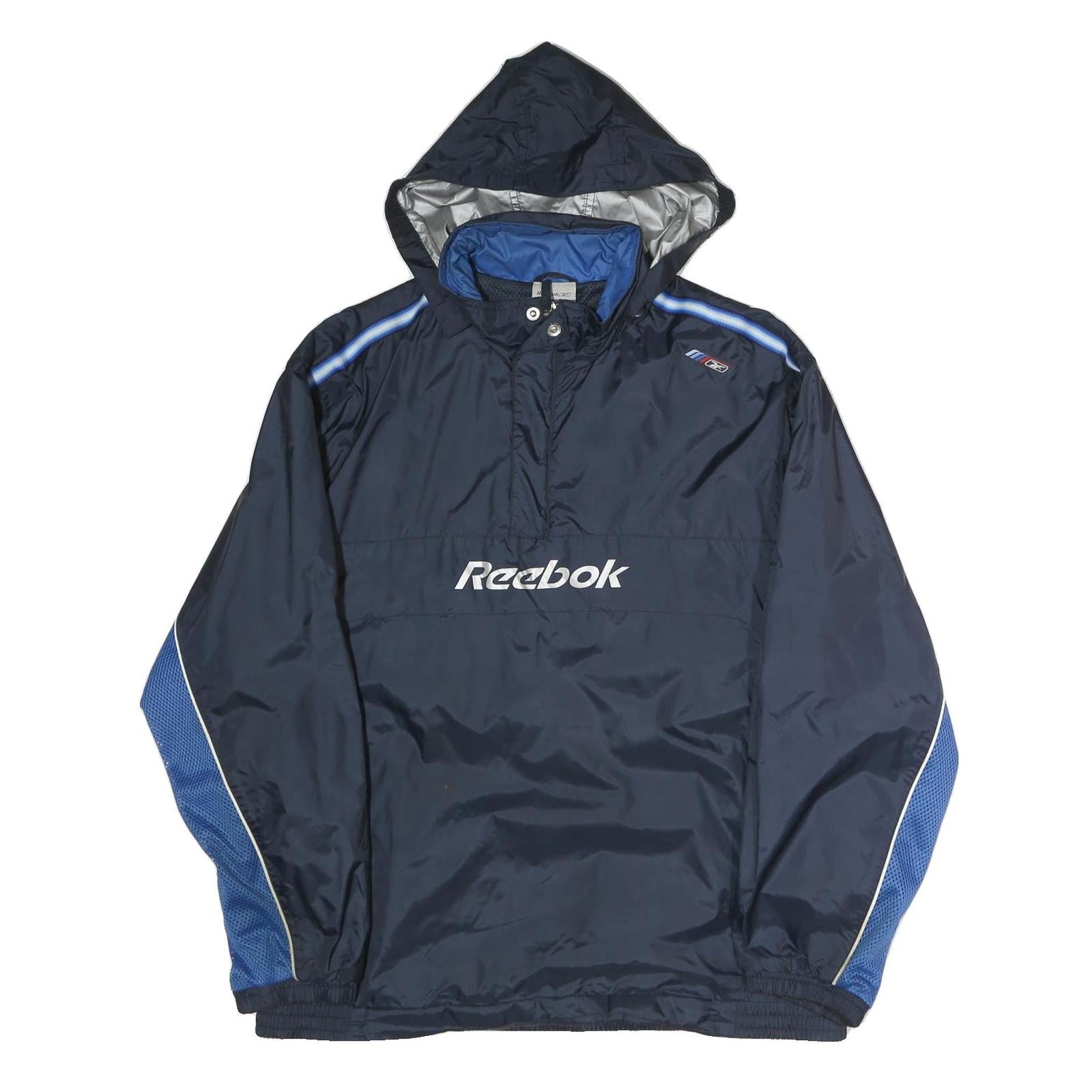 REEBOK Mens Navy Blue Lightweight Hooded Zip Jacket Polyester L Sporty Track Refurbished - N/A refurbished available on Cerqular