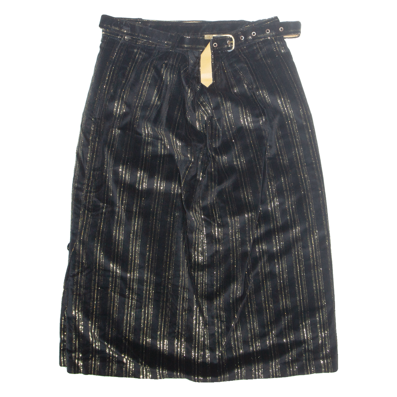 Belted Womens Straight Skirt Gold Midi Striped S Refurbished - N/A refurbished available on Cerqular