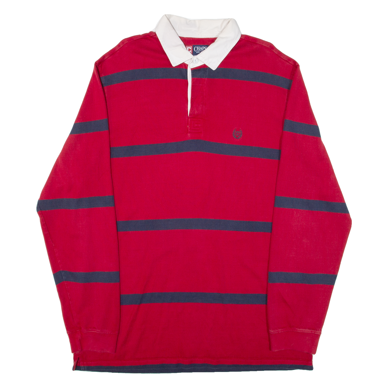 CHAPS Mens Polo Shirt Red Striped Long Sleeve L Refurbished - N/A refurbished available on Cerqular