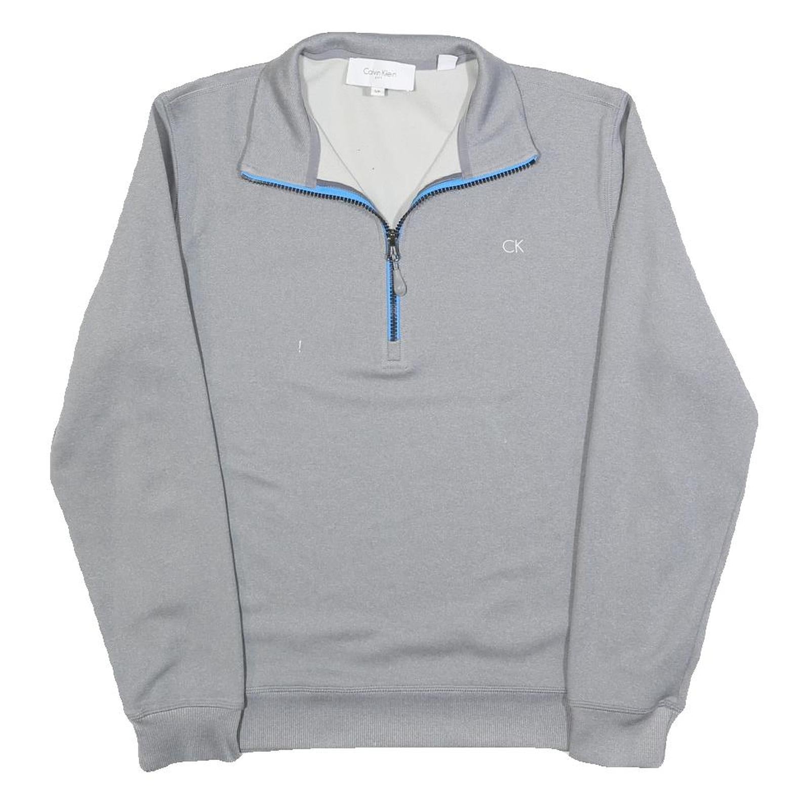 CALVIN KLEIN Mens Grey Pullover Plain 1/4 Zip Jumper S Polyester Blend Refurbished - N/A refurbished available on Cerqular