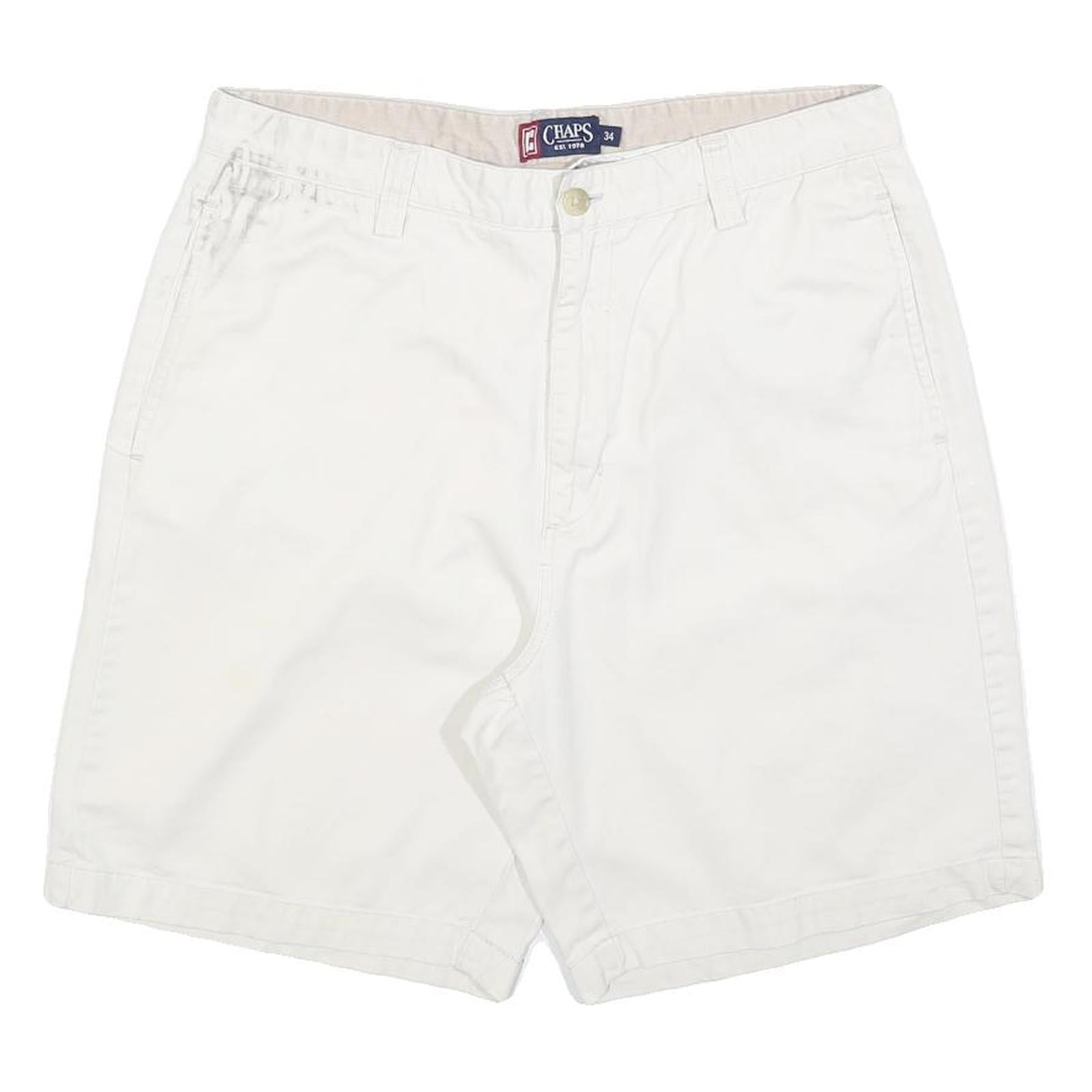 CHAPS Mens White Casual Cotton Blend Shorts M W34 Plain Summer Wear Refurbished - N/A refurbished available on Cerqular