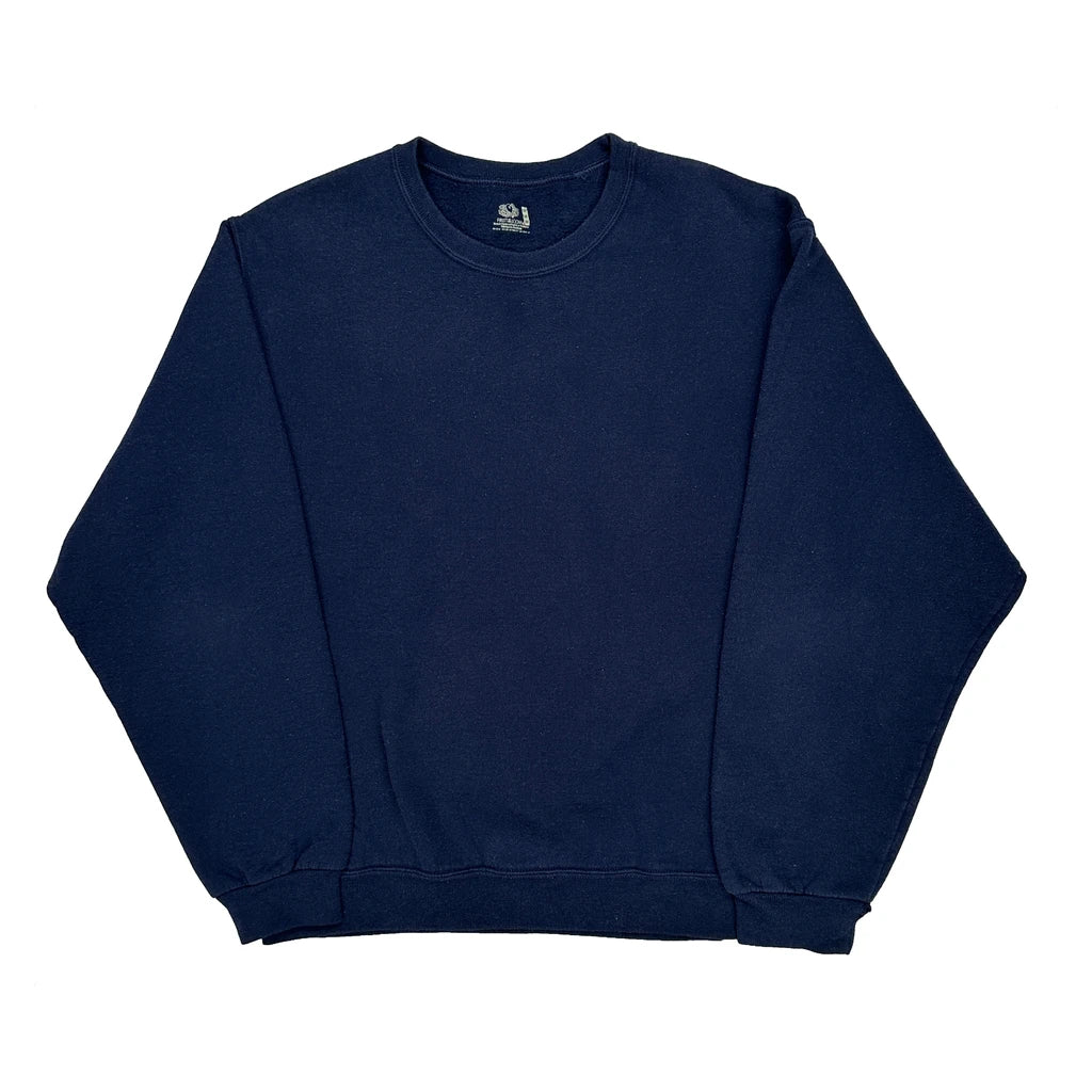 Fruit Of The Loom Sweatshirt - Medium Navy Cotton Refurbished - Thrifted (note: this is a term often used to describe second- refurbished available on Cerqular