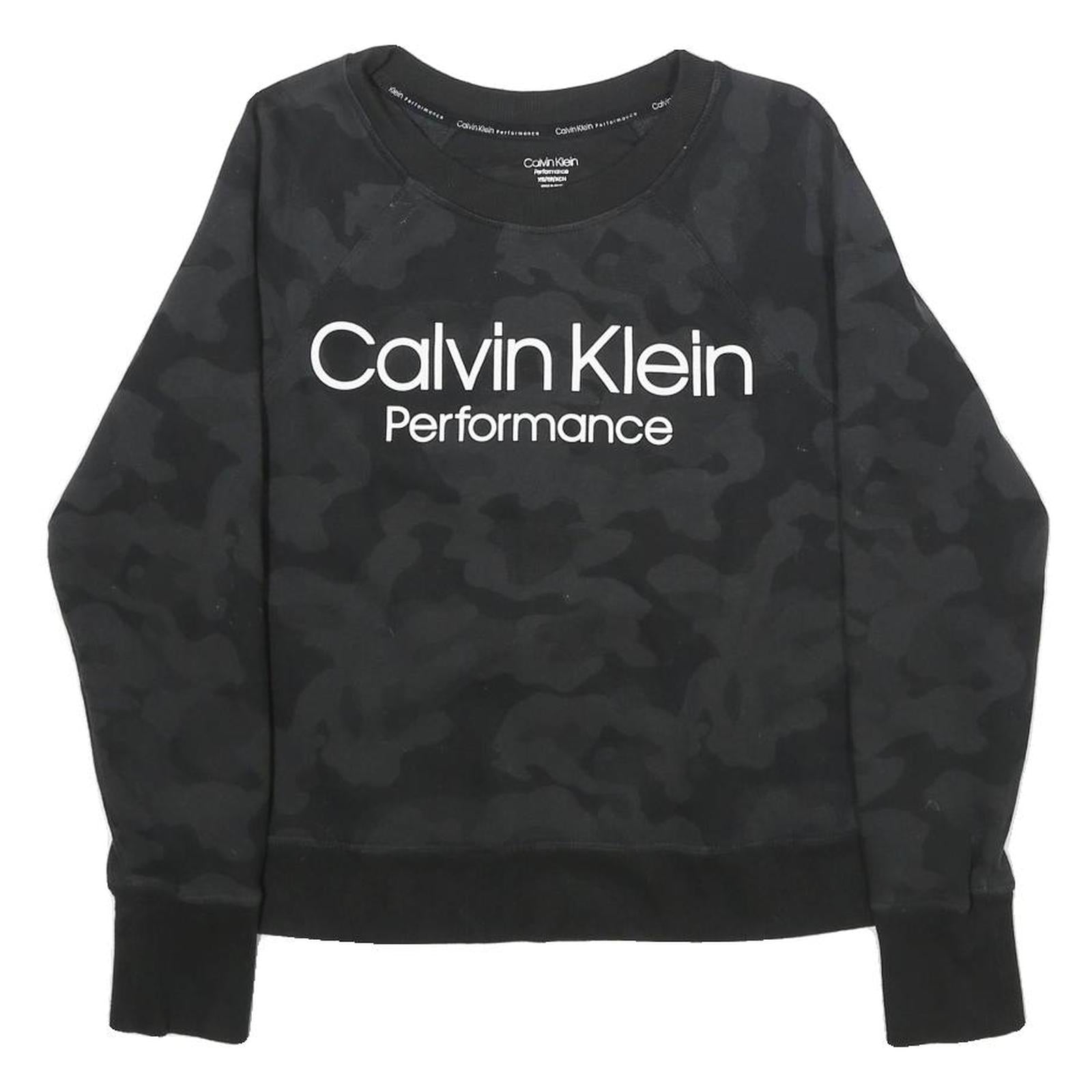 CALVIN KLEIN PERFORMANCE Womens Black Camouflage Crew Neck XS Sweatshirt Refurbished - N/A refurbished available on Cerqular