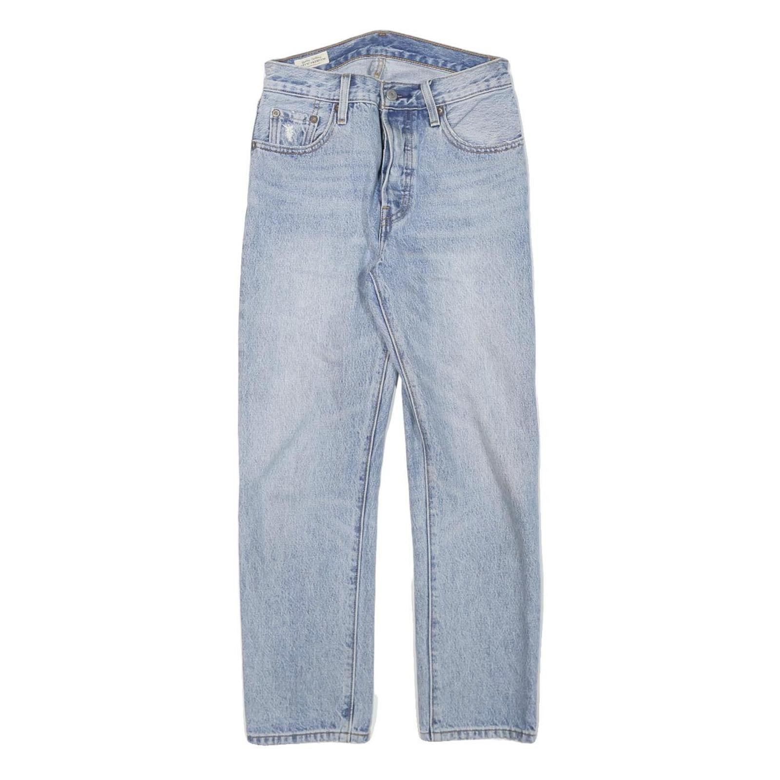 LEVI'S Womens Light Blue Denim Regular Fit Straight Leg Trousers W26 L25 Refurbished - N/A refurbished available on Cerqular