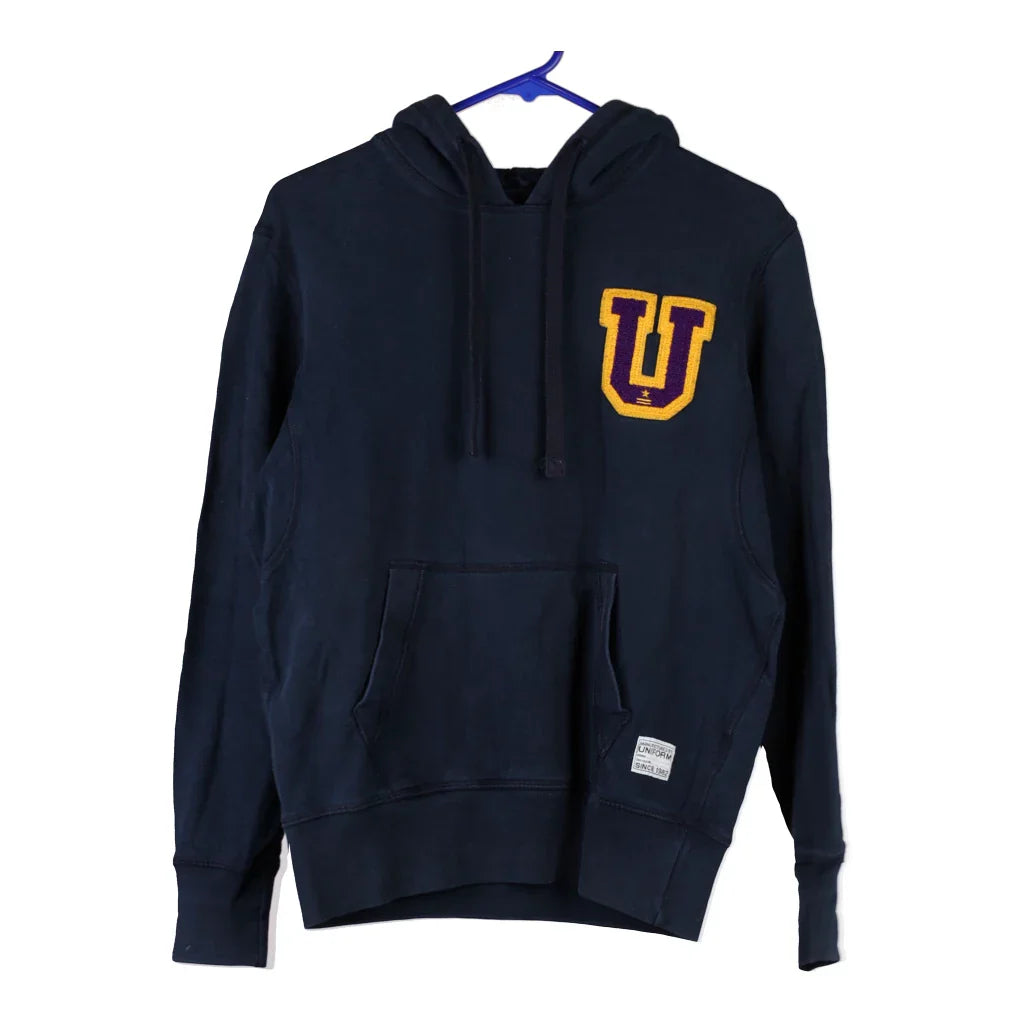 Uniform Hoodie - Small Navy Cotton Refurbished - Thrifted (note: this is a term often used to describe second- refurbished available on Cerqular