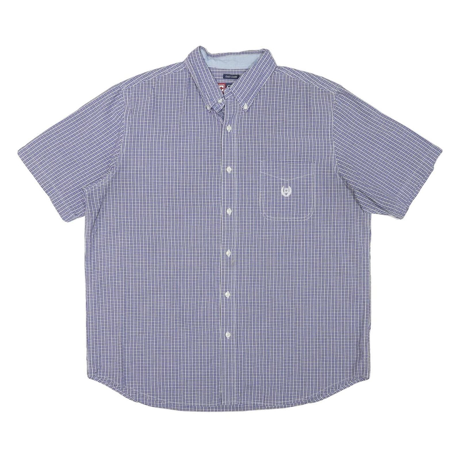 CHAPS Mens Blue Check Shirt L Short Sleeve Button Down Casual Cotton Blend Refurbished - N/A refurbished available on Cerqular