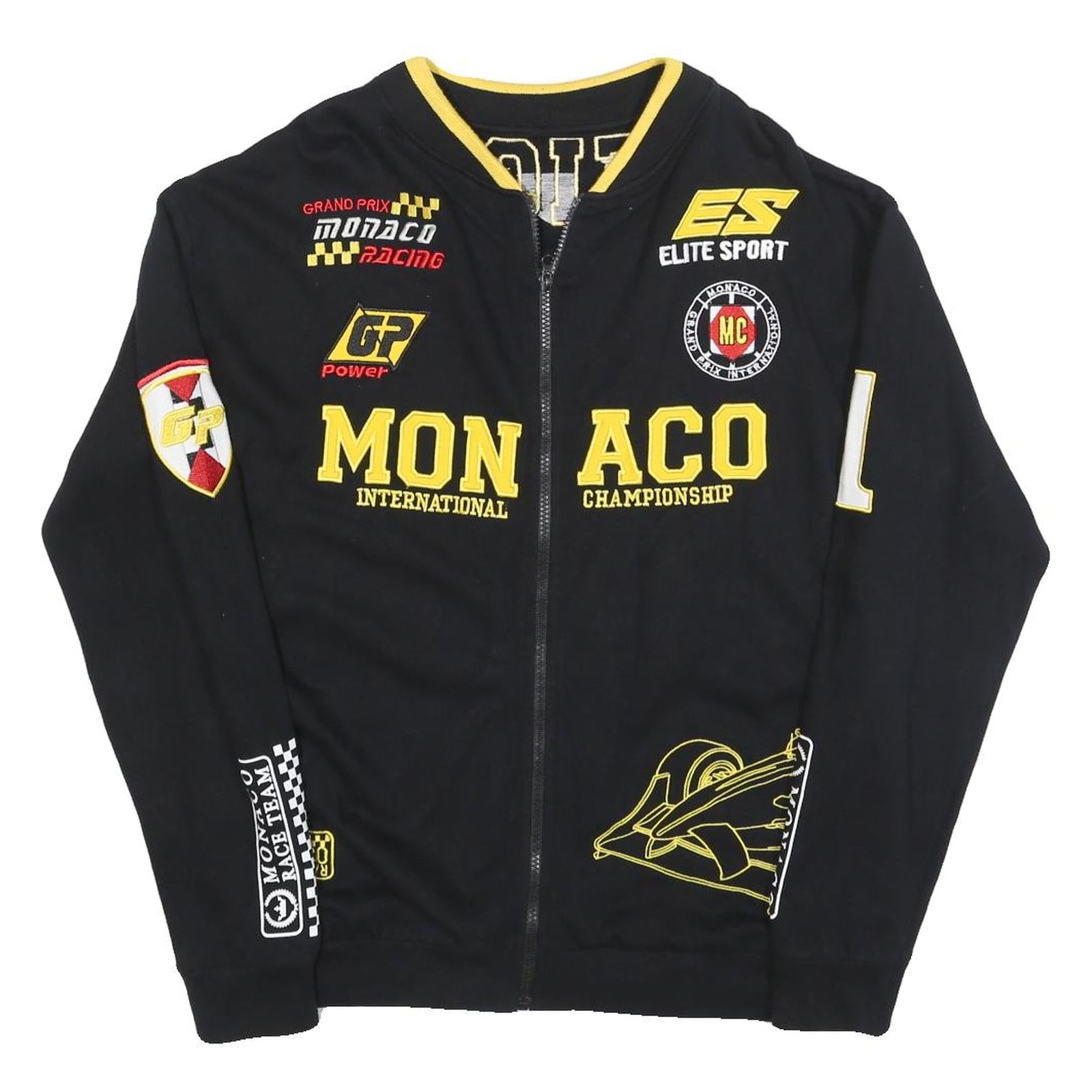 Mens Black Yellow Monaco Grand Prix Zip Jacket Cotton L Racing Graphic Refurbished - N/A refurbished available on Cerqular
