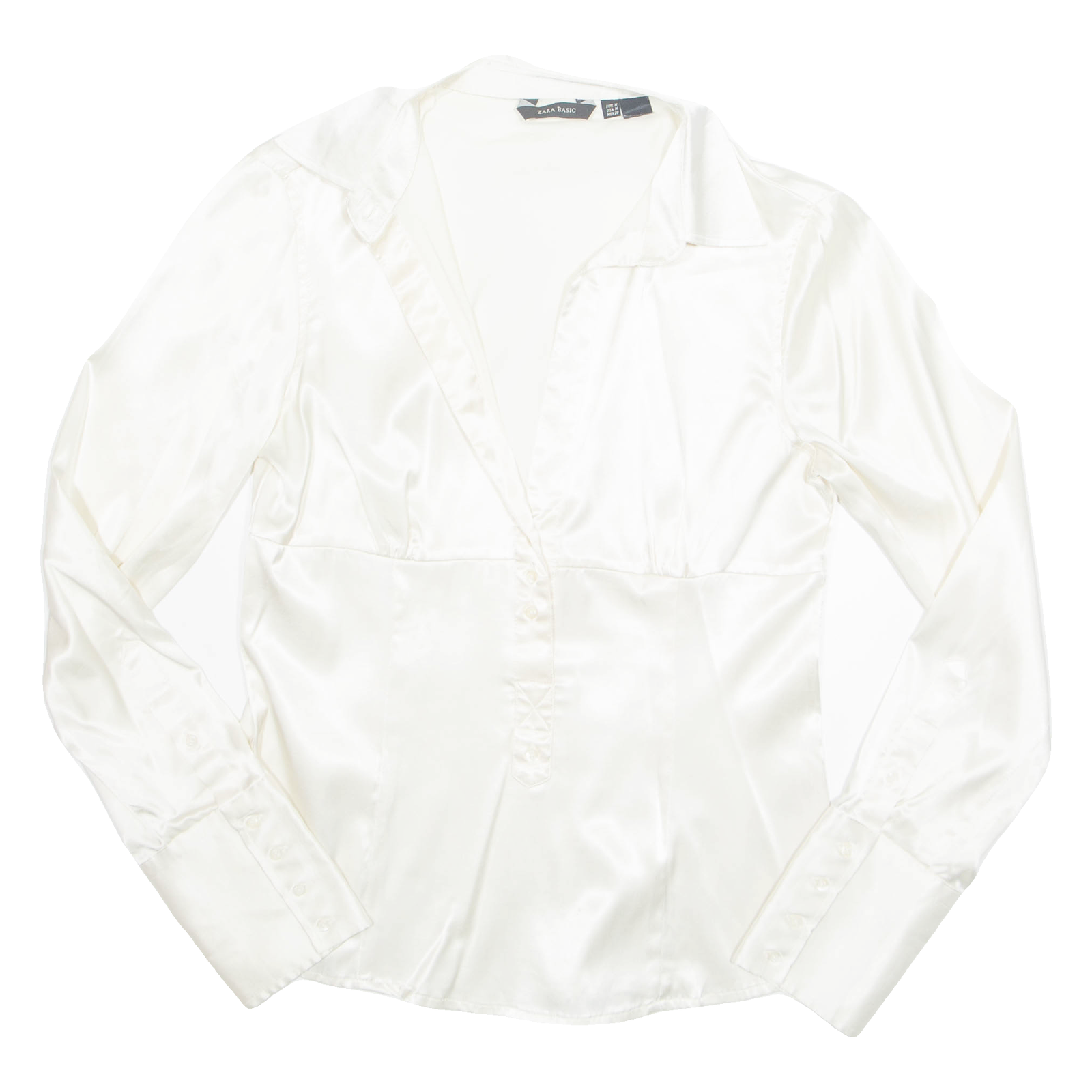 ZARA Womens Shirt Cream Collared Long Sleeve M Refurbished - N/A refurbished available on Cerqular