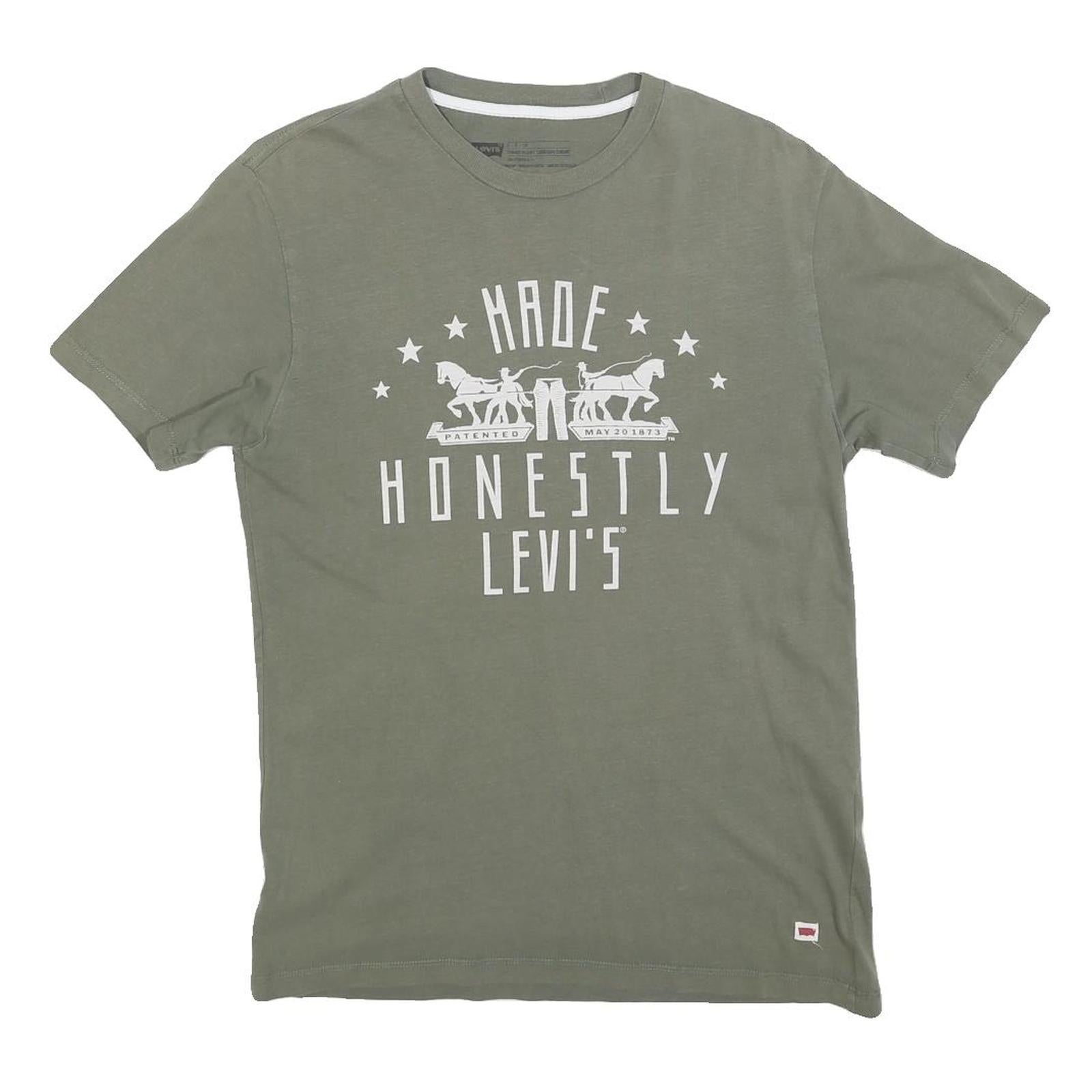 LEVI'S Mens Green Graphic T-Shirt S Short Sleeve Crew Neck Cotton Blend Refurbished - N/A refurbished available on Cerqular