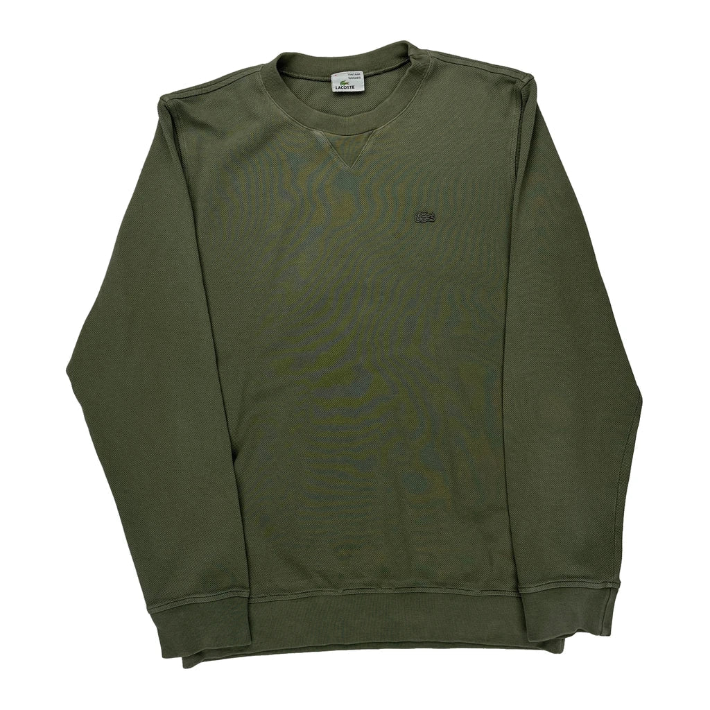 Vintage Washed Lacoste Sweatshirt - Medium Green Cotton Refurbished - Thrifted (note: this is a term often used to describe second- refurbished available on Cerqular