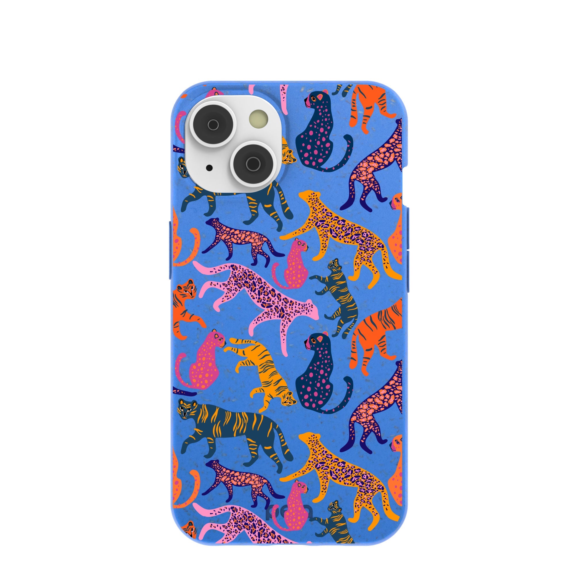 Electric Blue Jungle Cat iPhone 14/16e Case Refurbished - Pela Case refurbished available on Cerqular