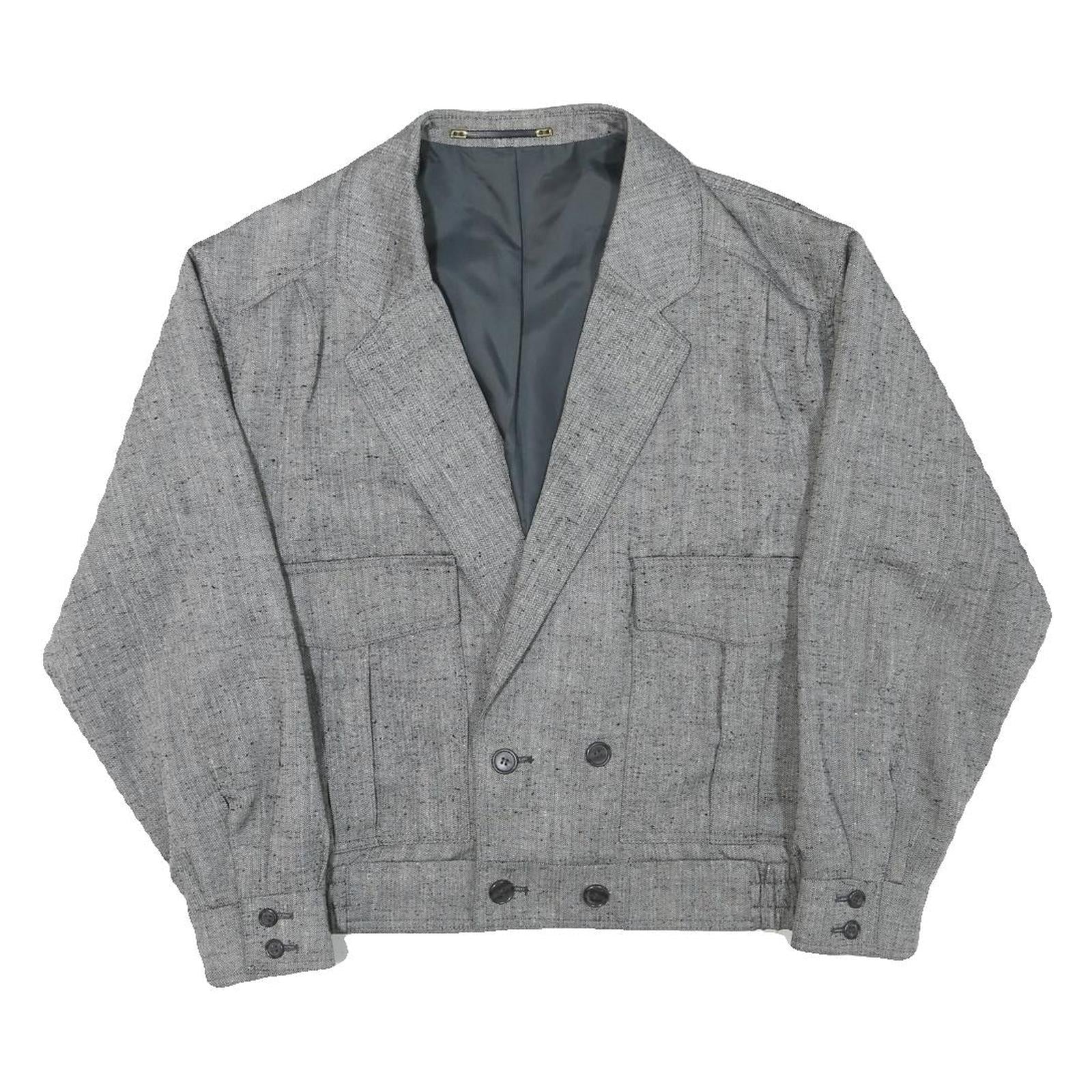 Mens Grey Button Jacket M Polyester Blend Classic Plain Button Closure Stylish Refurbished - N/A refurbished available on Cerqular