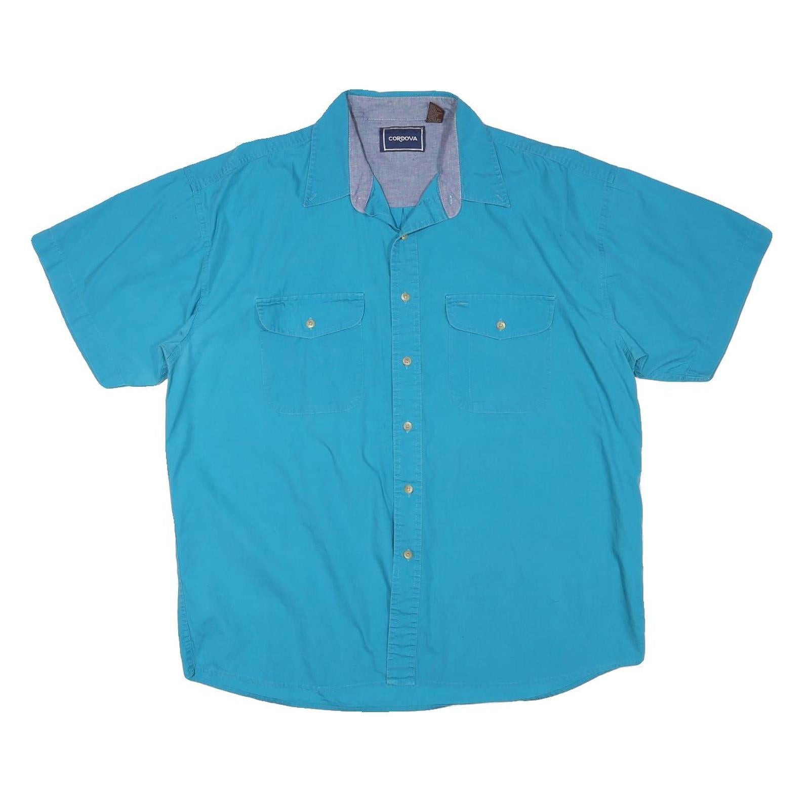 CORDOVA Mens Blue Shirt XL Cotton Blend Casual Button Up Pocket Refurbished - N/A refurbished available on Cerqular
