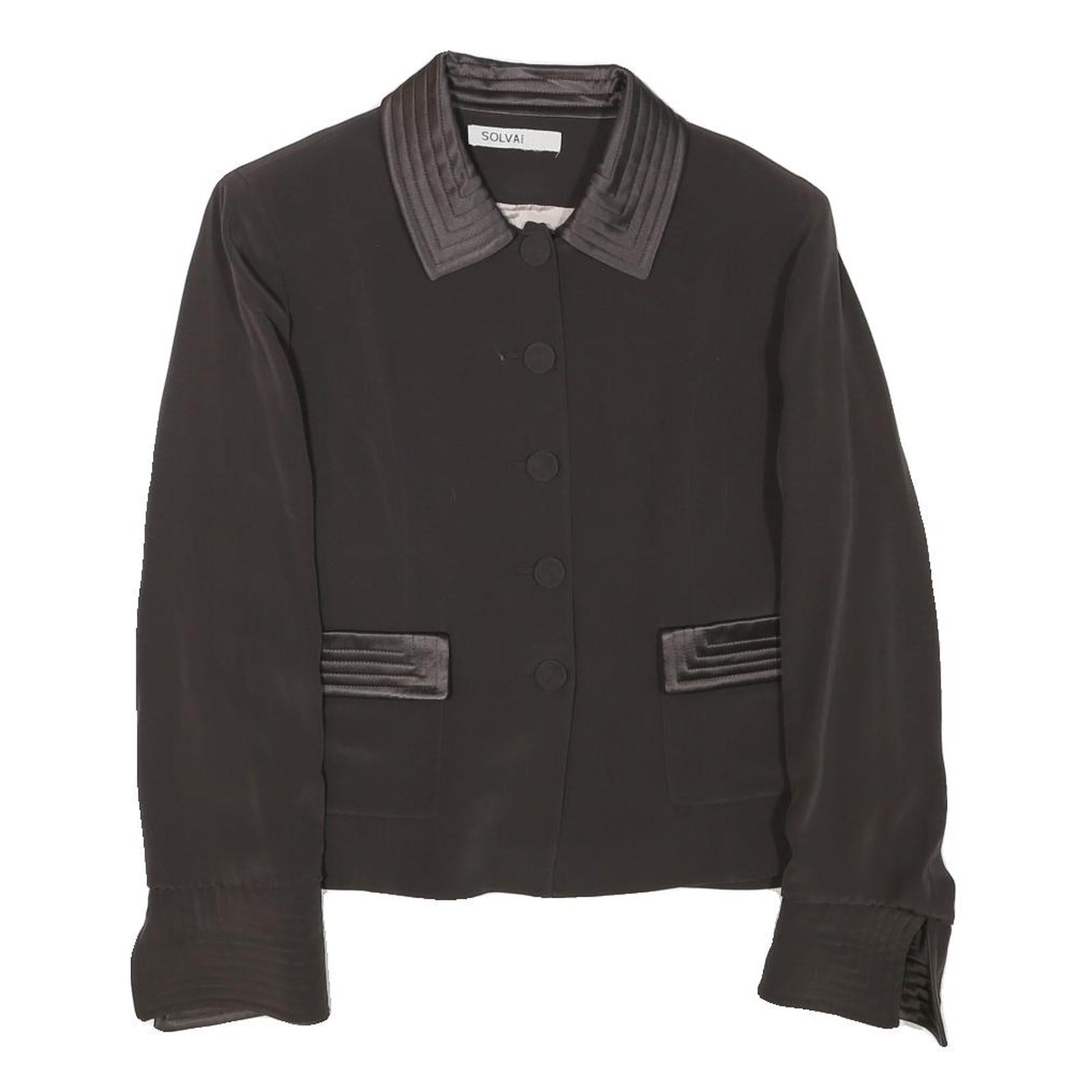 SOLVA Womens Black Wool Blend Button Jacket XS Woven Cropped Classic Refurbished - N/A refurbished available on Cerqular