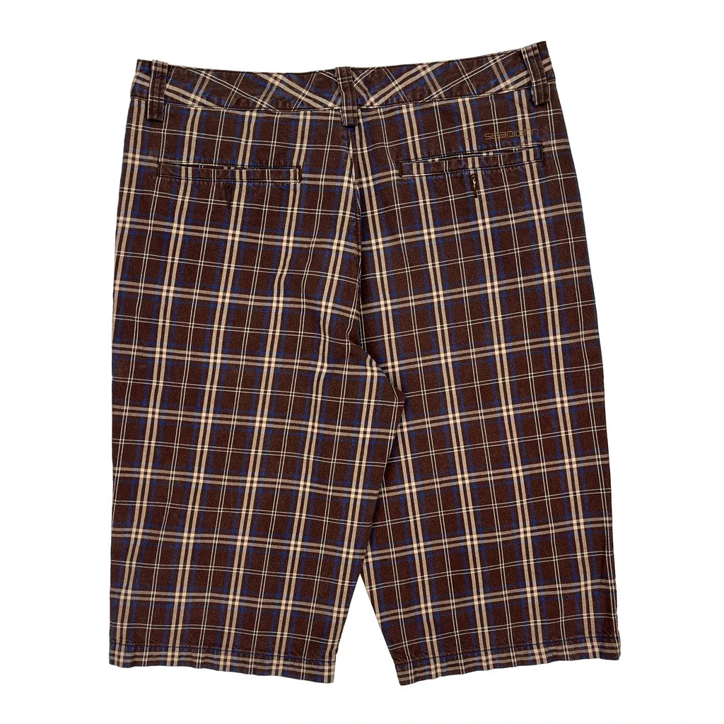 Sean John Checked Shorts - 36W 15L Blue Cotton Refurbished - Thrifted (note: this is a term often used to describe second- refurbished available on Cerqular
