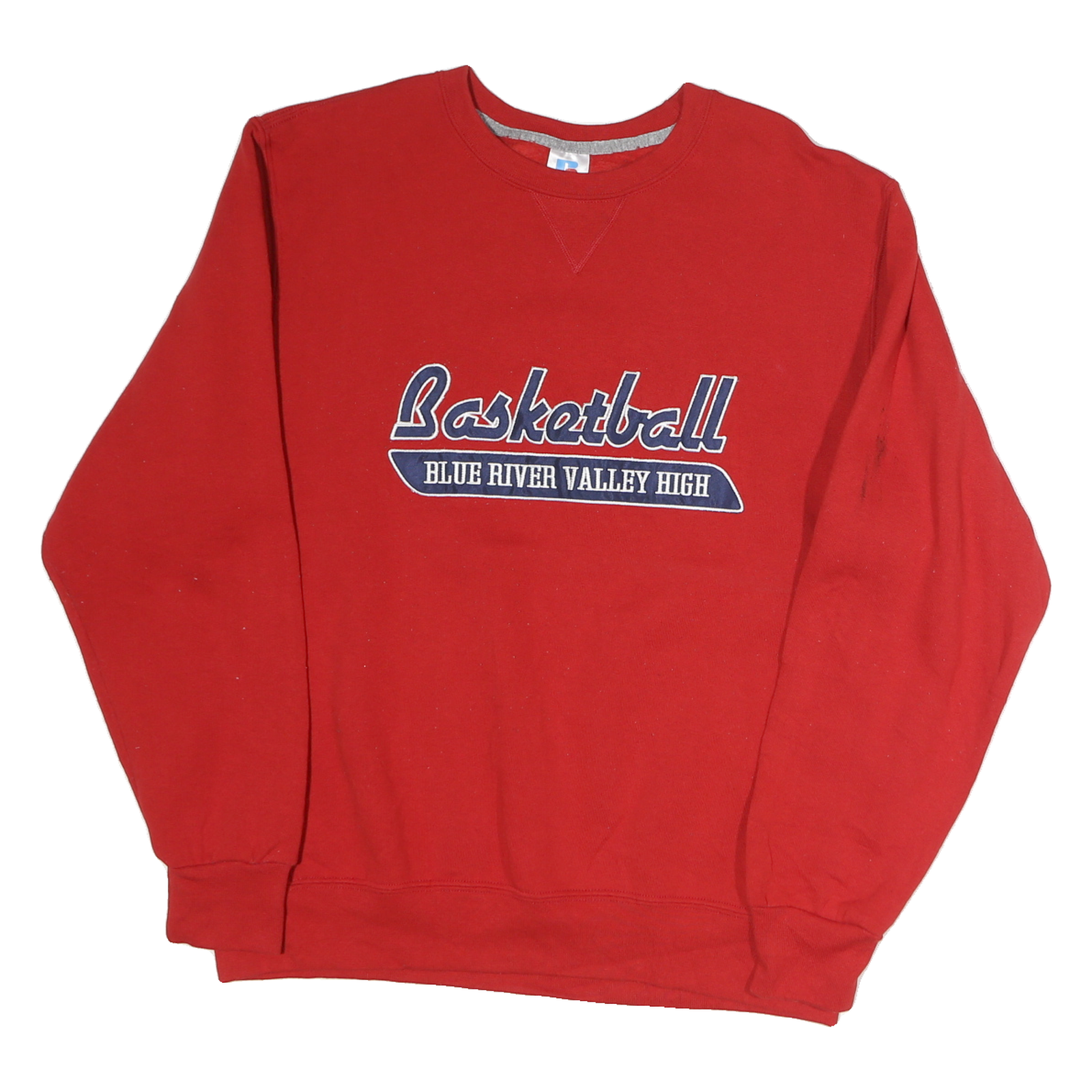 RUSSELL ATHLETIC Mens Red Basketball Blue River Valley Crew Neck L Cotton Refurbished - N/A refurbished available on Cerqular