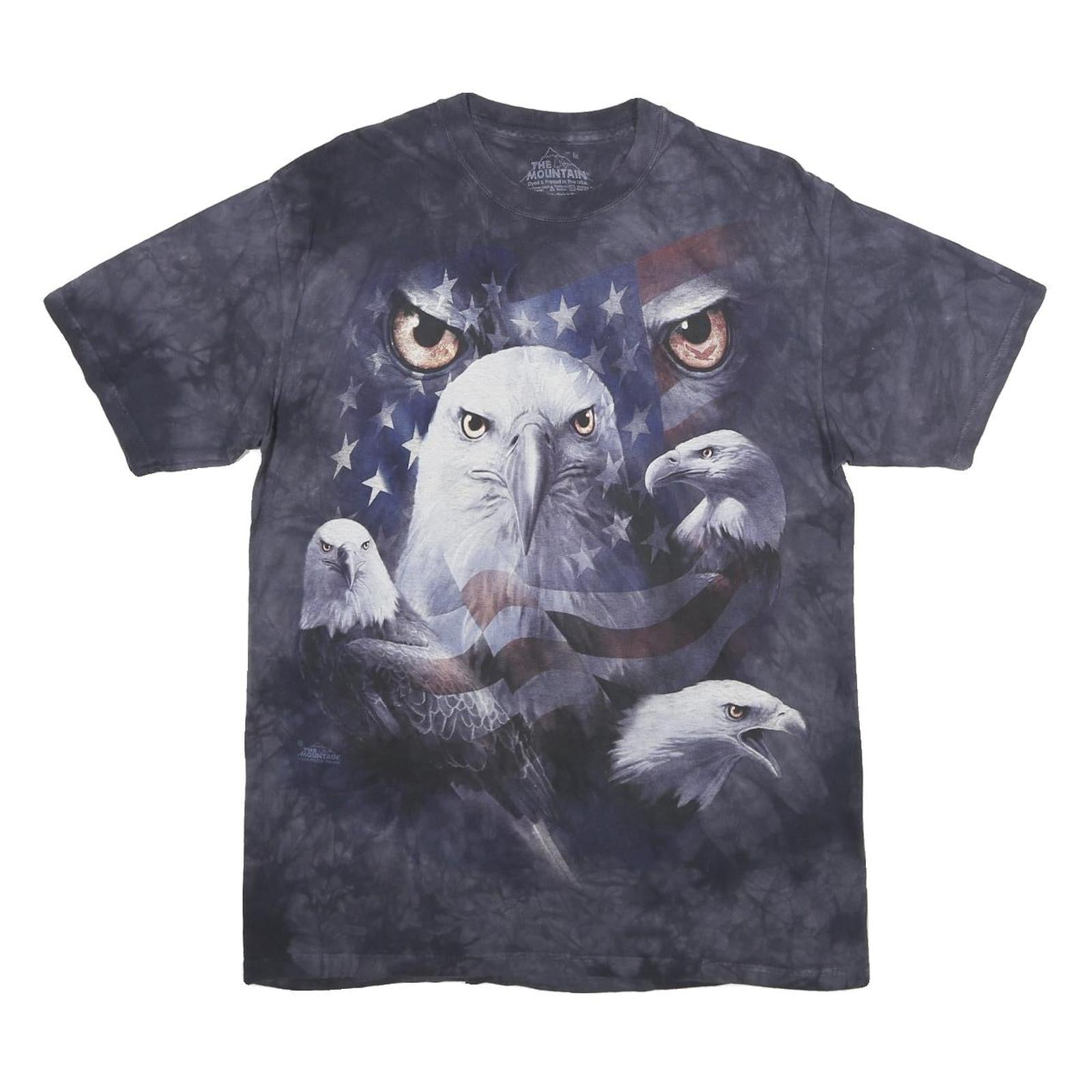 THE MOUNTAIN Mens Black Graphic T-Shirt M Short Sleeve Crew Neck Eagle Print Refurbished - N/A refurbished available on Cerqular