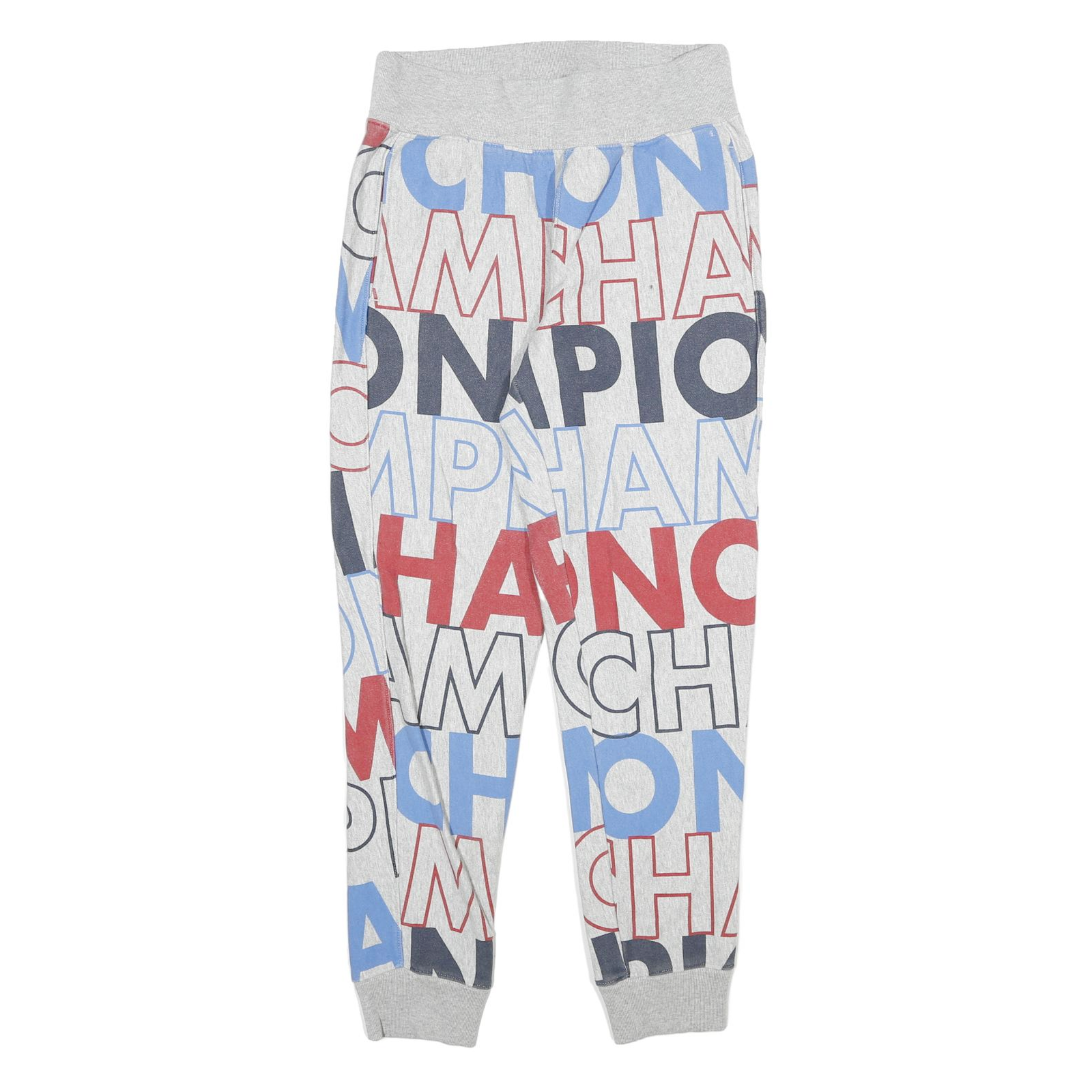 CHAMPION Mens Joggers Grey Blue & Red Cotton Blend M W28 L28 Printed Logo Casual Refurbished - N/A refurbished available on Cerqular