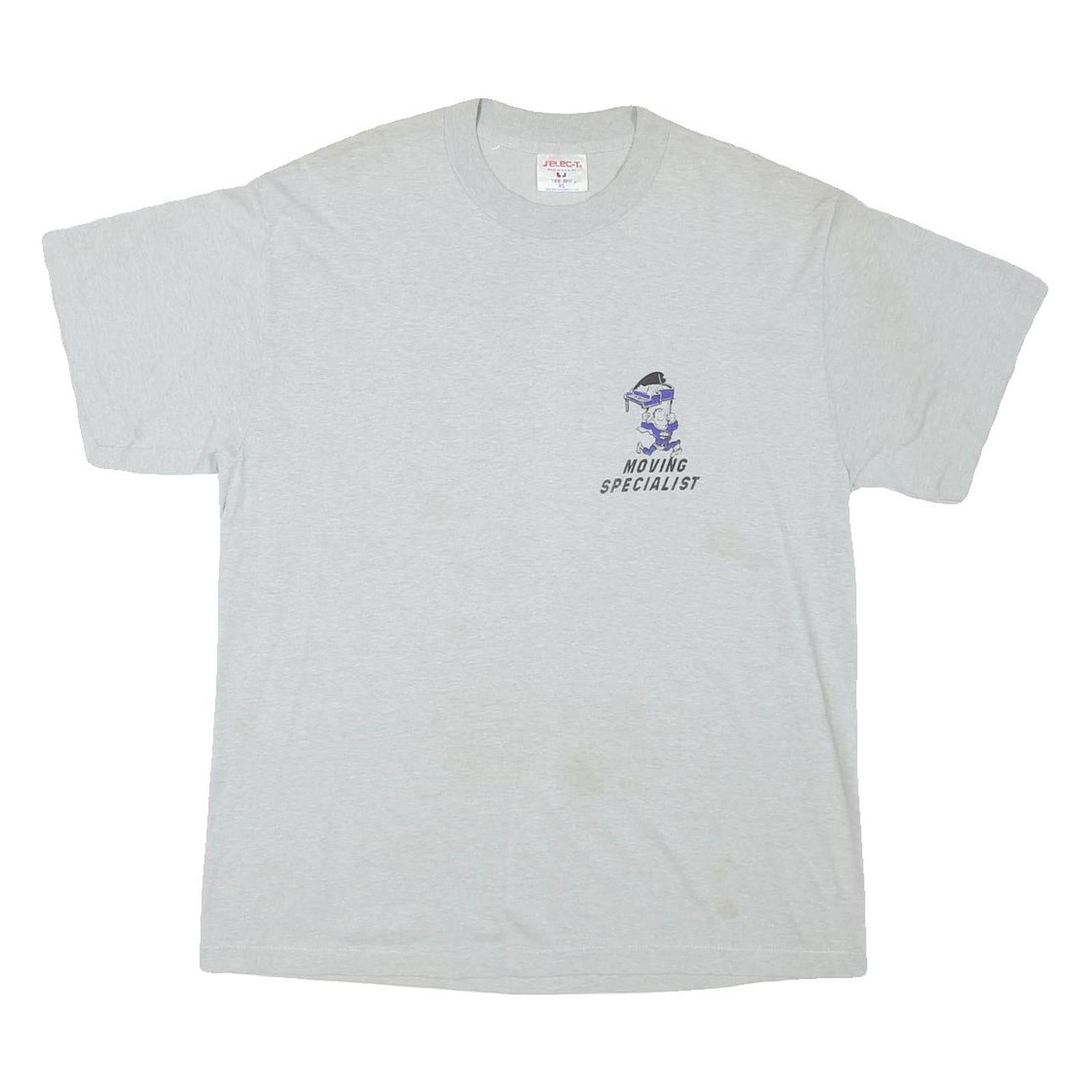 SELECT Mens Grey Graphic T-Shirt XL Short Sleeve Crew Neck Moving Specialist Refurbished - N/A refurbished available on Cerqular