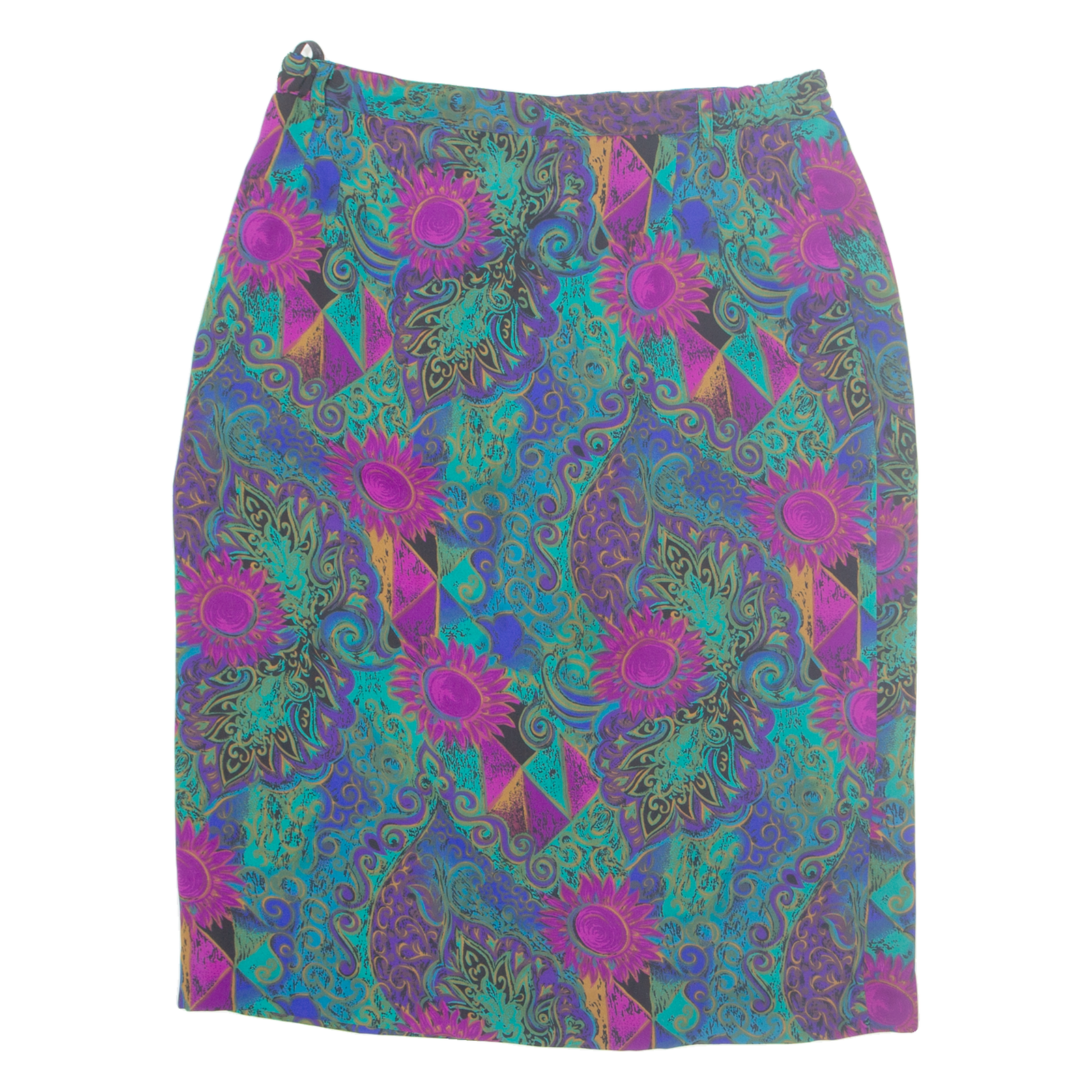 MARKWALD Womens Straight Skirt Blue Knee Length Viscose Crazy Pattern M Refurbished - N/A refurbished available on Cerqular