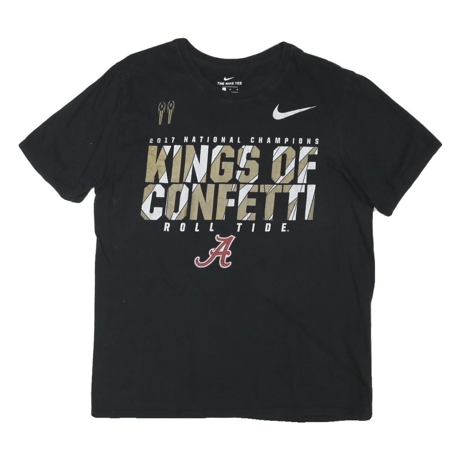 NIKE Mens Black Kings Of Confetti Graphic T-Shirt L Crew Neck Short Sleeve Refurbished - N/A refurbished available on Cerqular
