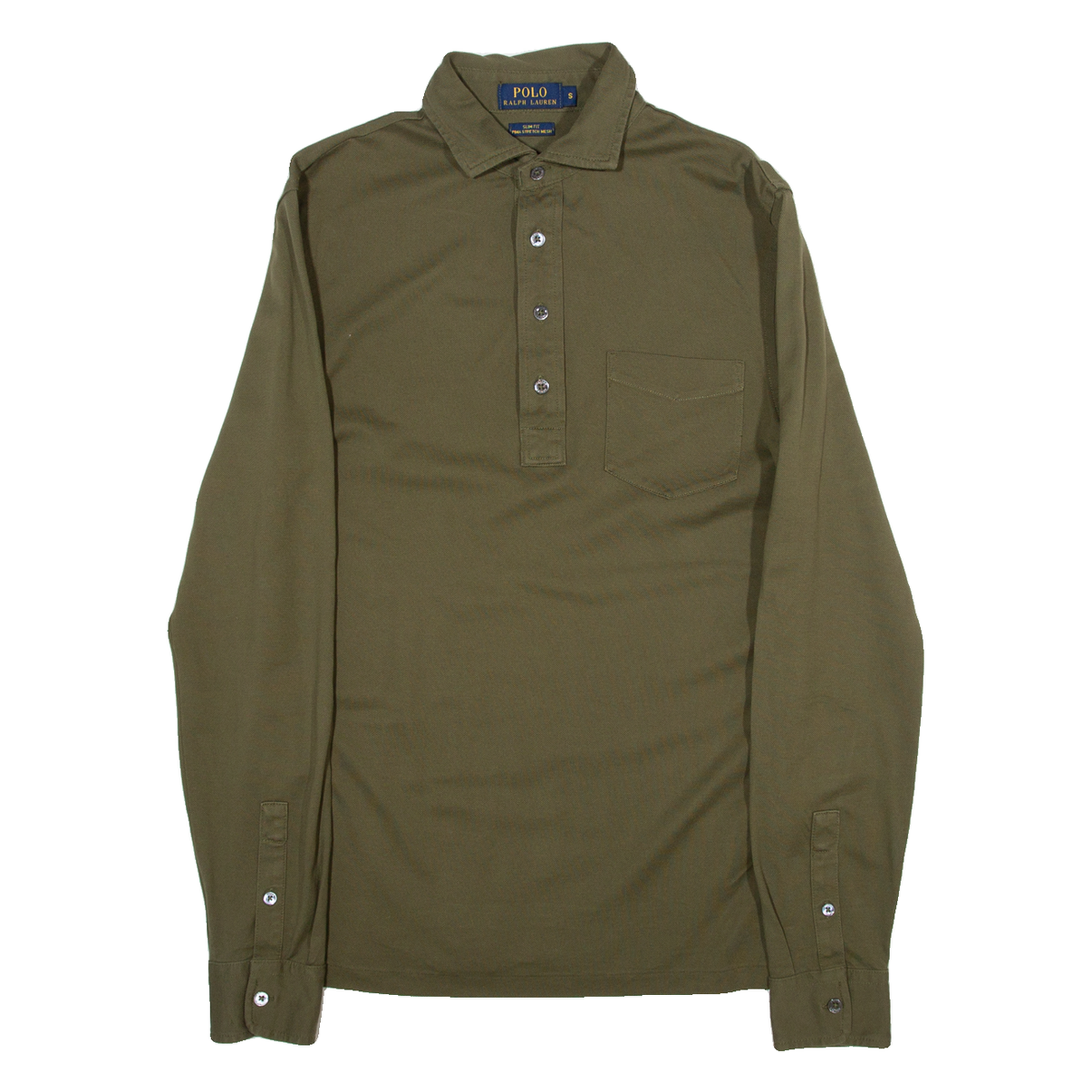 POLO RALPH LAUREN Slim Fit Pima Stretch Mesh Mens Polo Shirt Green Long Sleeve S Refurbished - N/A refurbished available on Cerqular