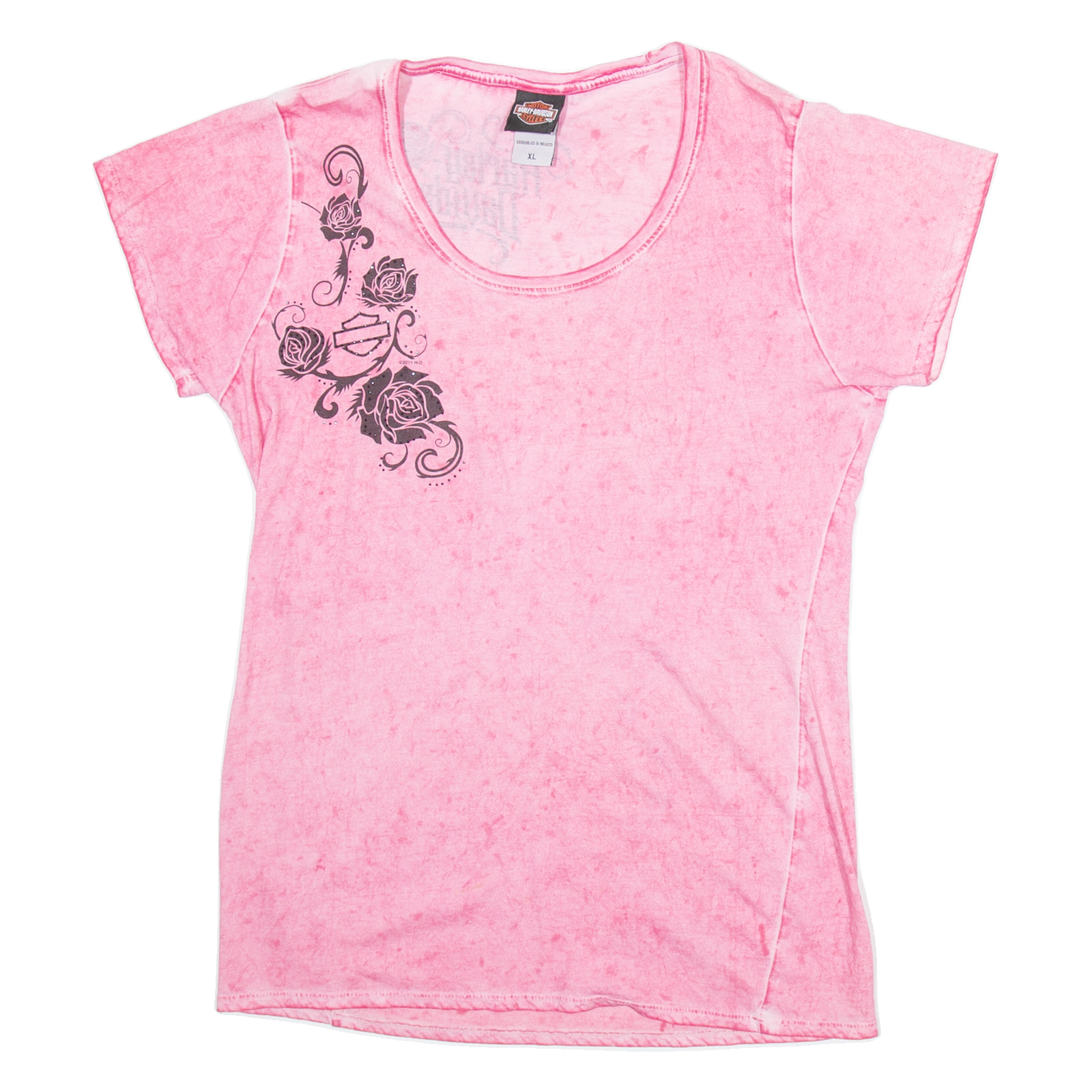HARLEY DAVIDSON Flowers Womens T-Shirt Pink XL Refurbished - N/A refurbished available on Cerqular