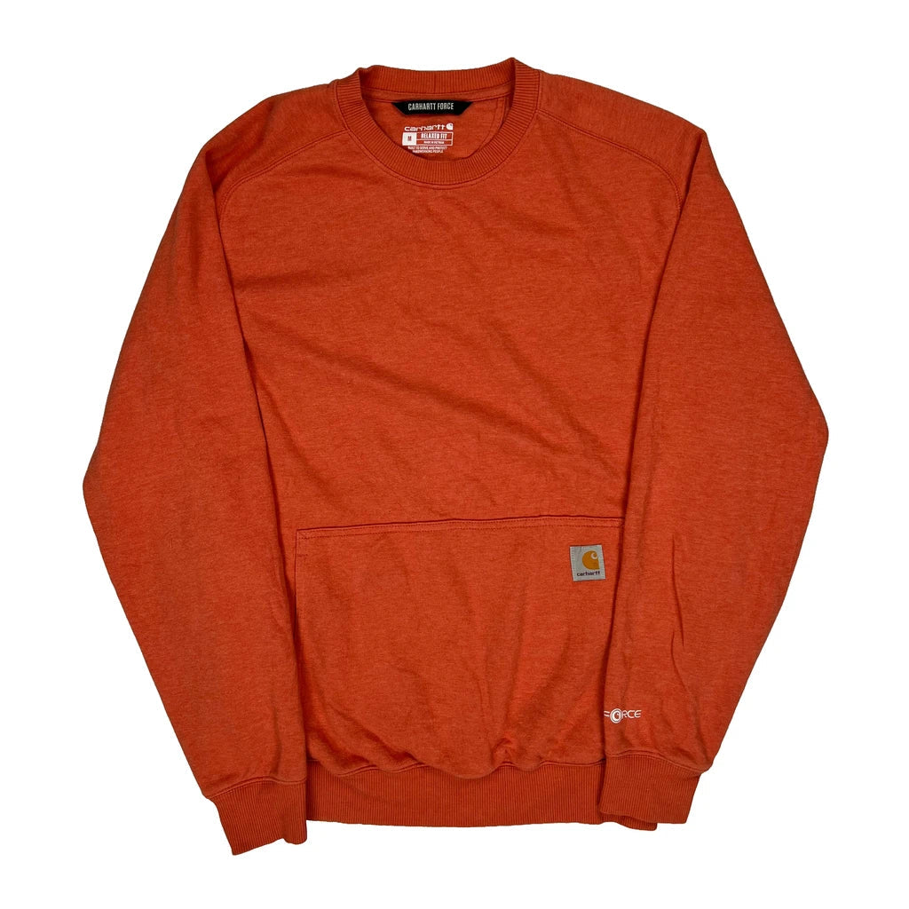 Force Carhartt Sweatshirt - Medium Orange Cotton Refurbished - Thrifted (note: this is a term often used to describe second- refurbished available on Cerqular