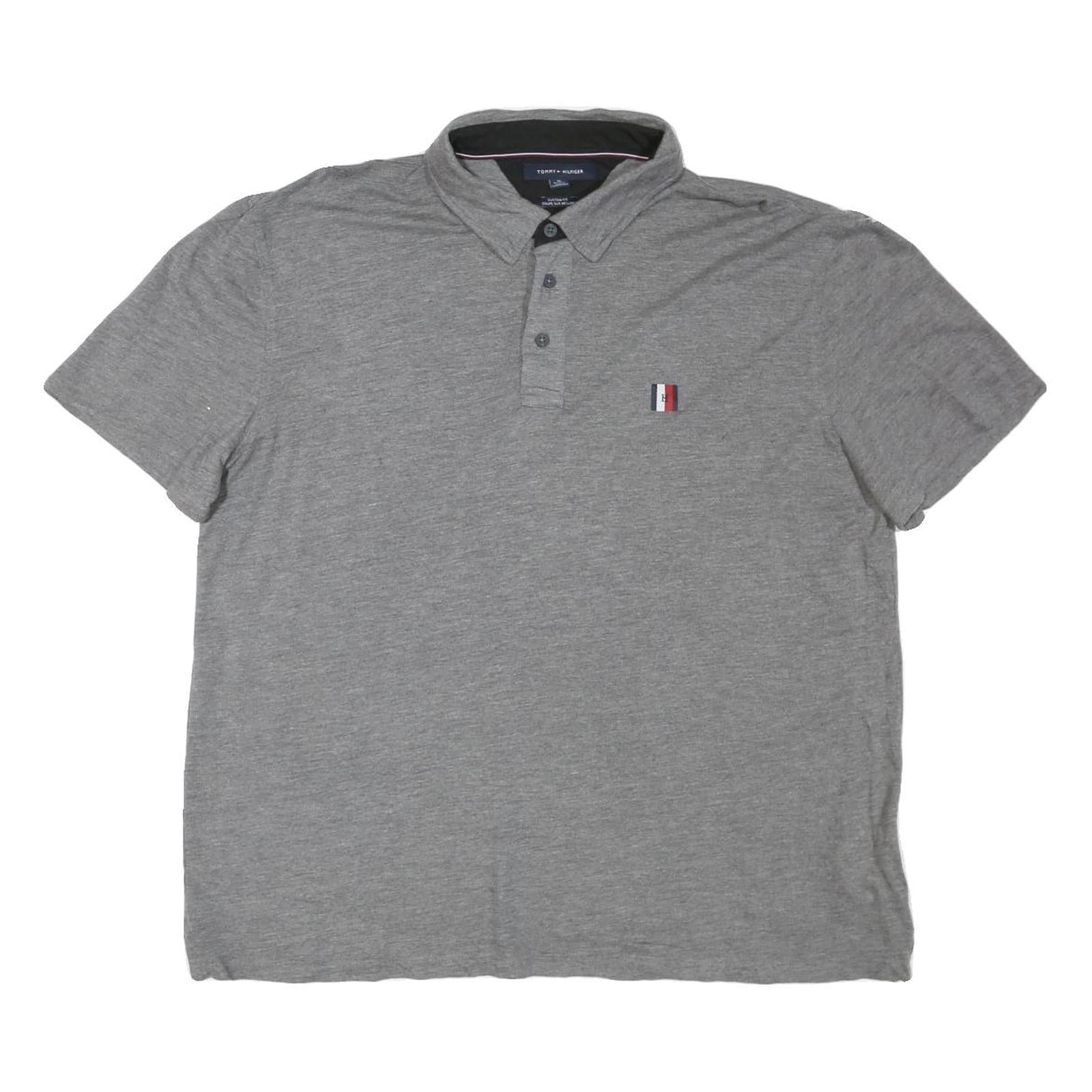 TOMMY HILFIGER Mens Grey Short Sleeve Polo Shirt XL Cotton Blend Basic Casual Refurbished - N/A refurbished available on Cerqular