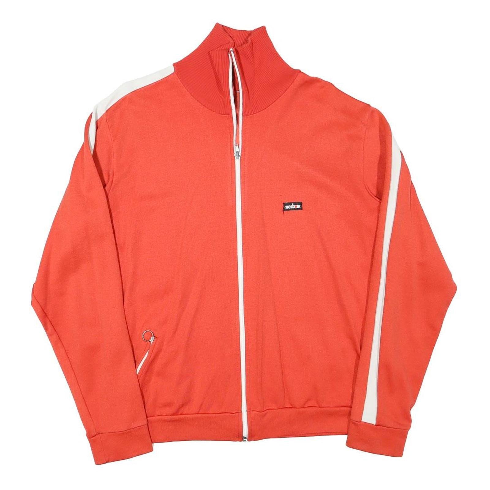 MERBOSA Mens Red & White Zip Jacket M Polyester Blend Plain Sport Casual Track Refurbished - N/A refurbished available on Cerqular