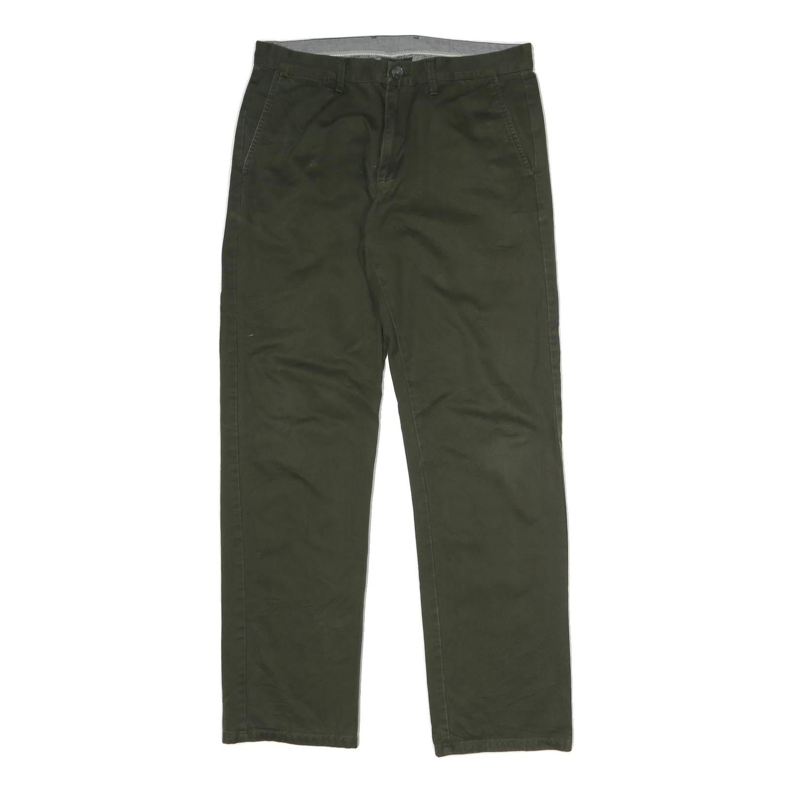 CALVIN KLEIN Mens Cotton Green Regular Straight Trousers W32 L32 Classic Casual Refurbished - N/A refurbished available on Cerqular