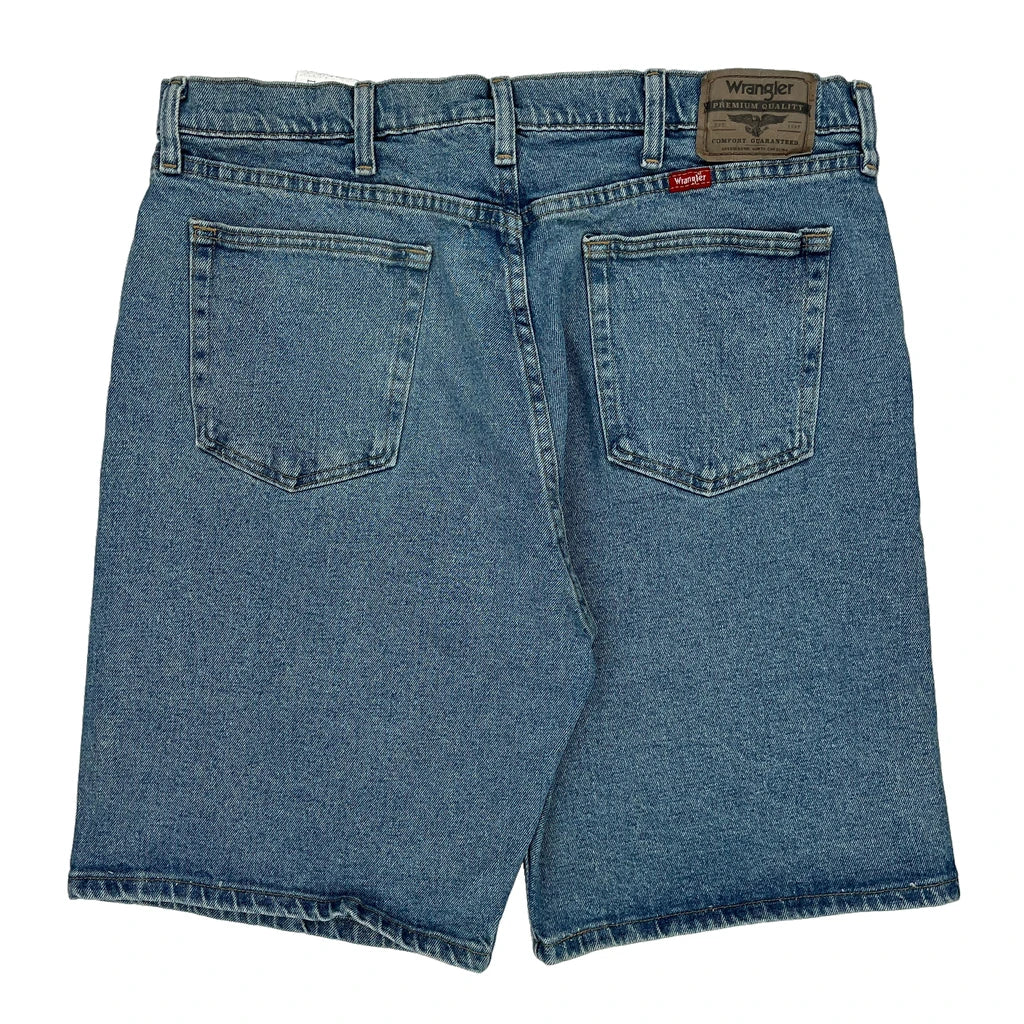 Buy Wrangler Denim Shorts - 36W 10L Blue Cotton Blend Refurbished - $16.07 Wrangler Denim Shorts - 36W 10L Blue Cotton Blend Refurbished - Thrifted (note: this is a term often used to describe second- refurbished available on Cerqular