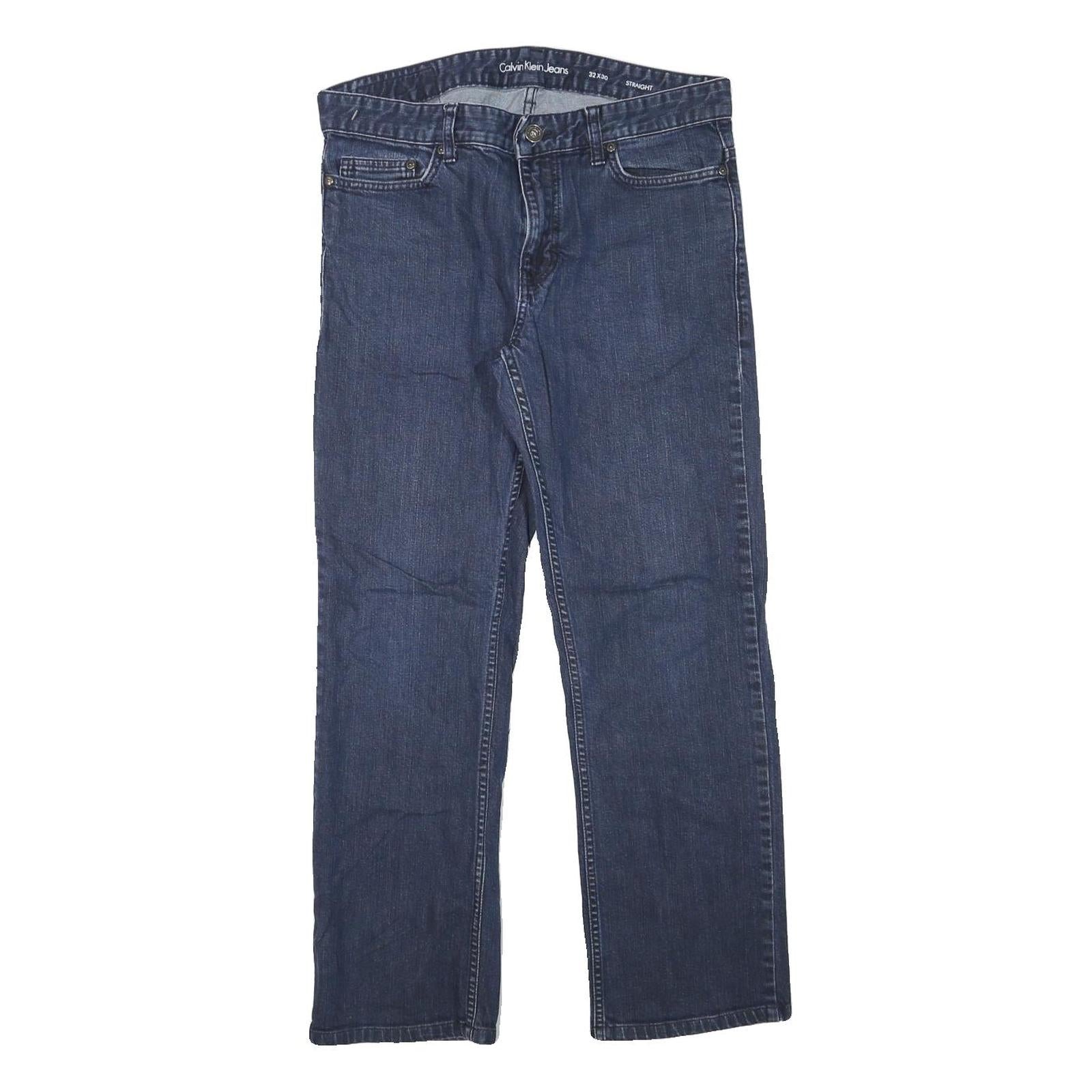 CALVIN KLEIN JEANS Mens Regular Fit Straight Leg Denim Dark W32 L28 Zip Cotton Refurbished - N/A refurbished available on Cerqular