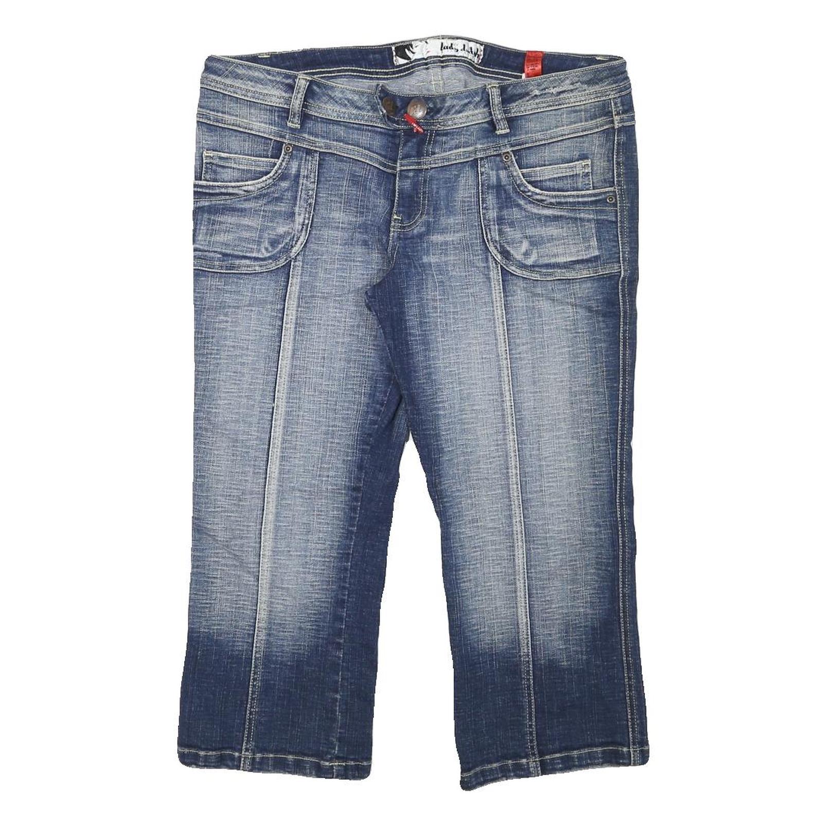 LADY DUTCH Womens Denim Blue Cotton Blend Casual Shorts XL W34 Faded Wash Refurbished - N/A refurbished available on Cerqular