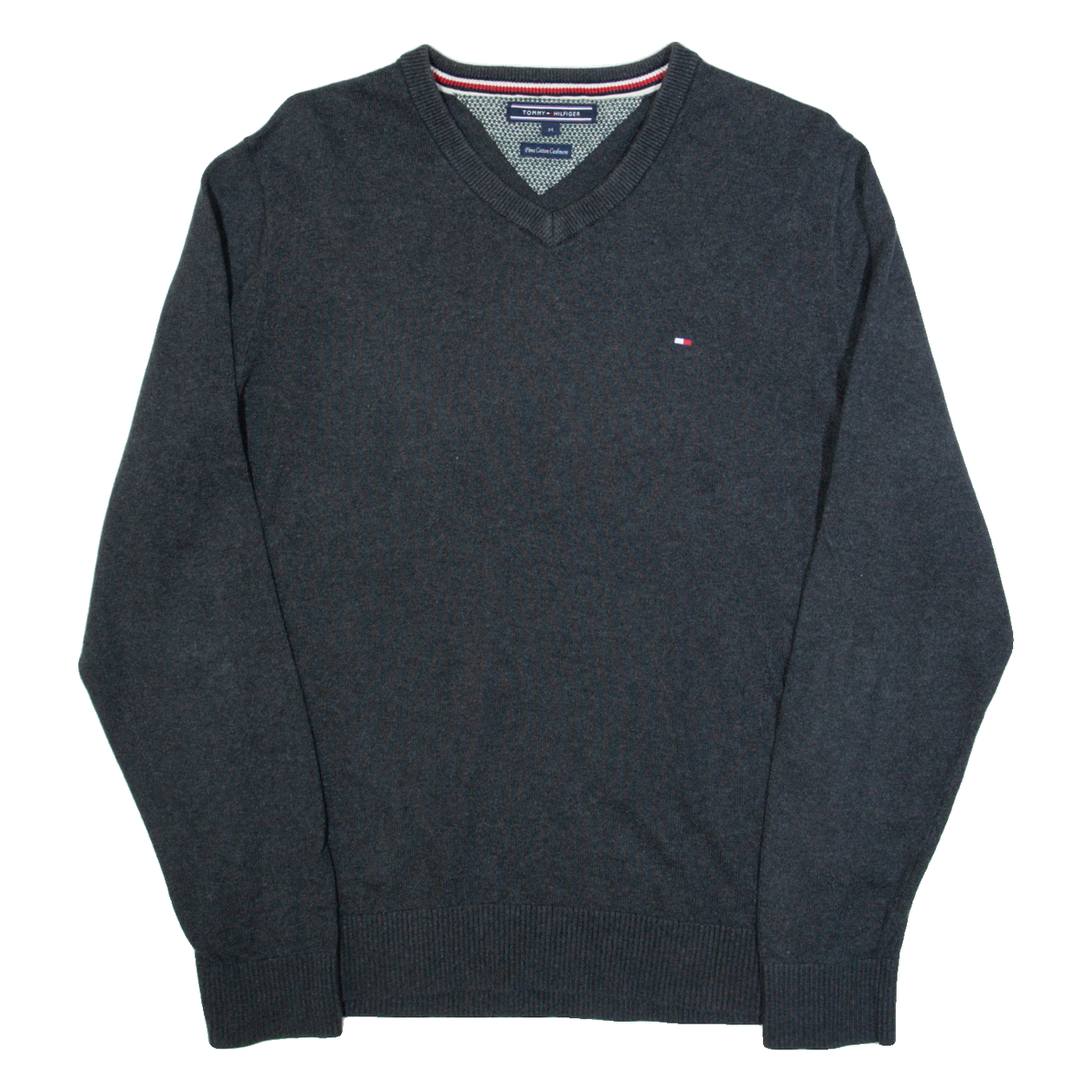TOMMY HILFIGER Mens Jumper Blue V-Neck Tight Knit M Refurbished - N/A refurbished available on Cerqular