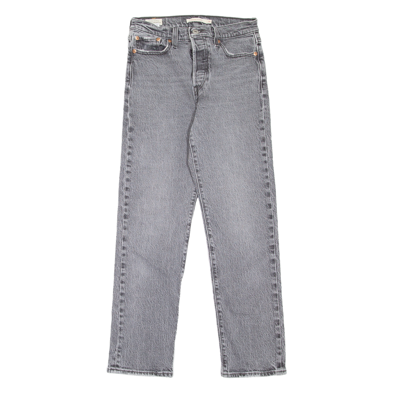 LEVI'S Wedgie BIG E Womens Jeans Grey Regular Straight W26 L26 Refurbished - N/A refurbished available on Cerqular