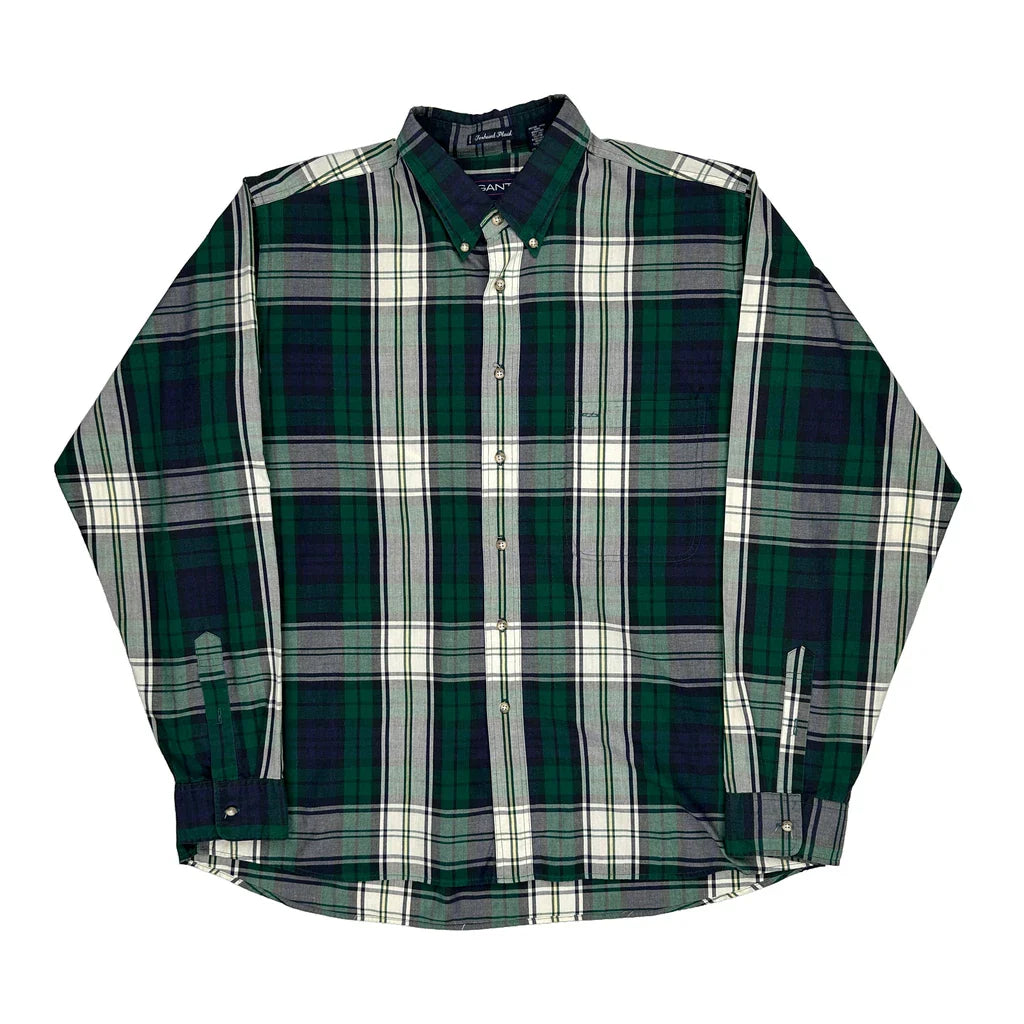 Gant Checked Shirt - XL Green Cotton Blend Refurbished - Thrifted (note: this is a term often used to describe second- refurbished available on Cerqular