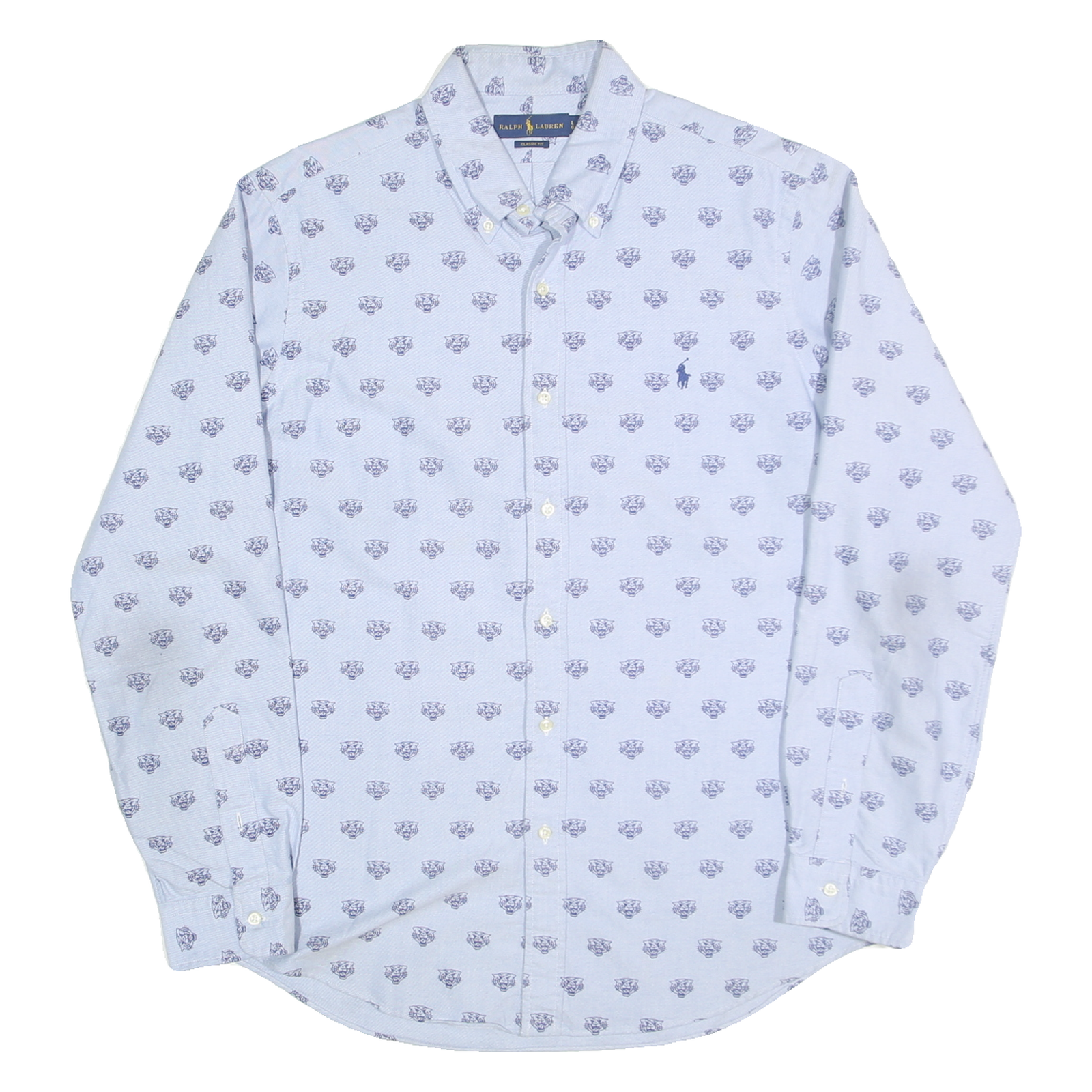 RALPH LAUREN Mens Blue Cotton Blend Shirt L Button Down Collar Classic Fit Refurbished - N/A refurbished available on Cerqular