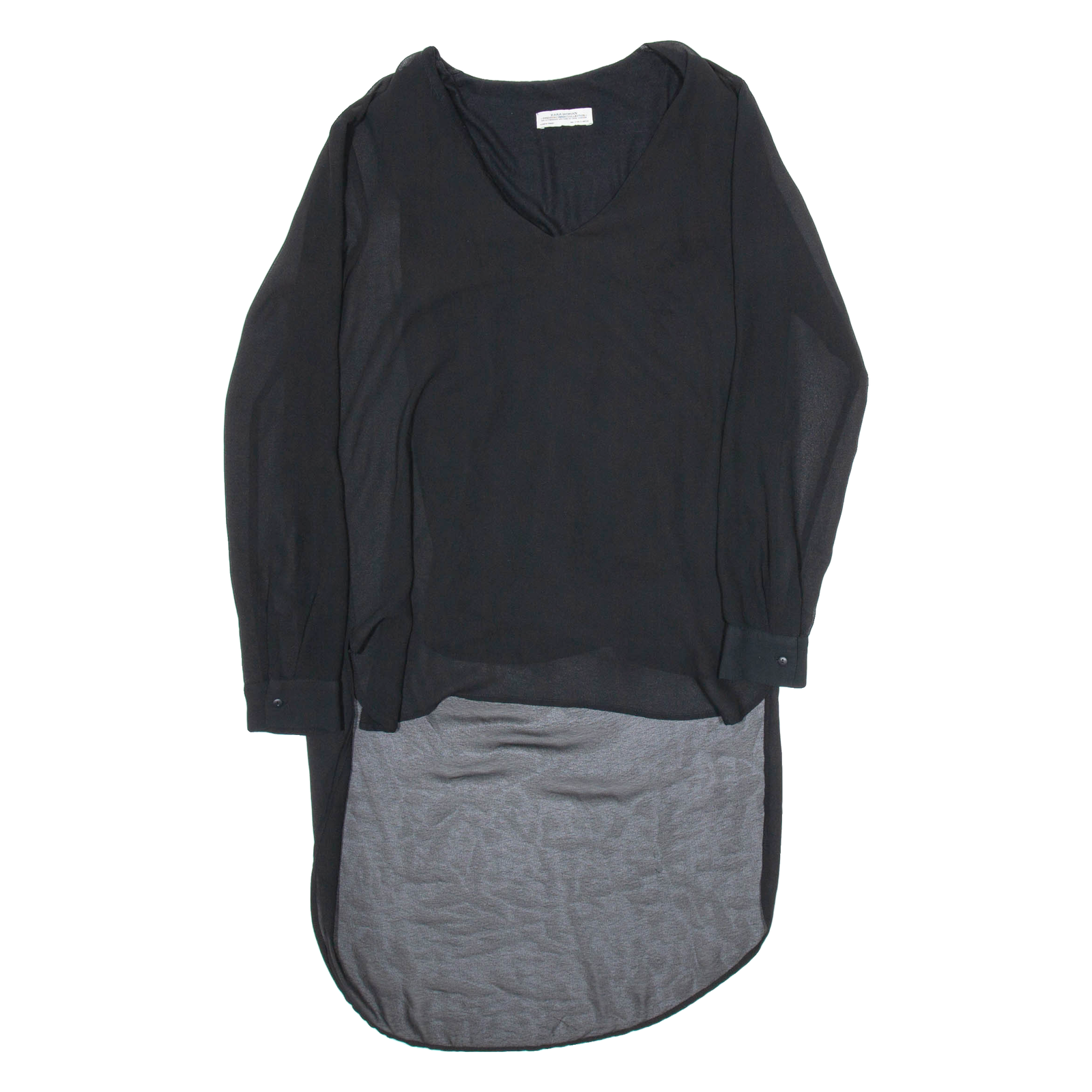 ZARA Womens Blouse Black V-Neck Long Sleeve Viscose S Refurbished - N/A refurbished available on Cerqular