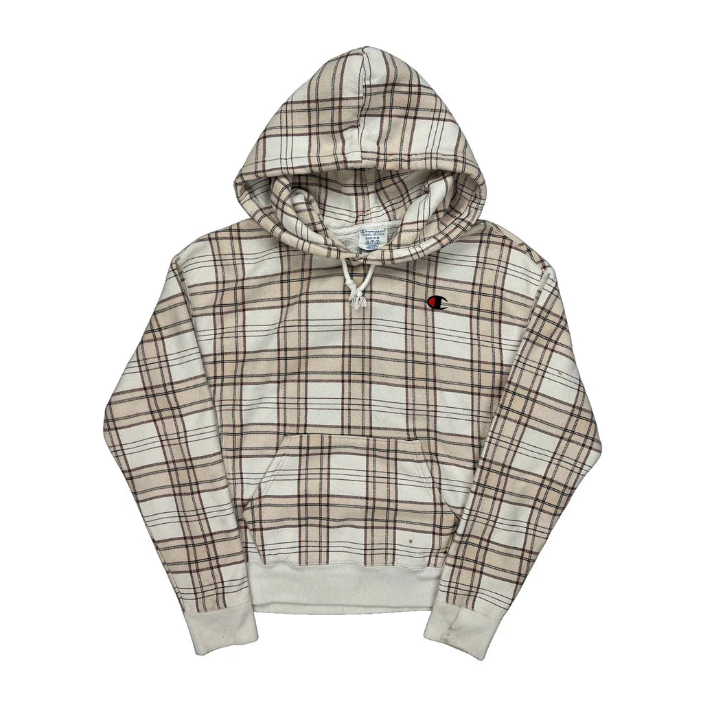 Buy Reverse Weave Champion Checked Hoodie - Medium Brown Cotton Blend Refurbished - $60.29 Reverse Weave Champion Checked Hoodie - Medium Brown Cotton Blend Refurbished - Thrifted (note: this is a term often used to describe second- refurbished available on Cerqular