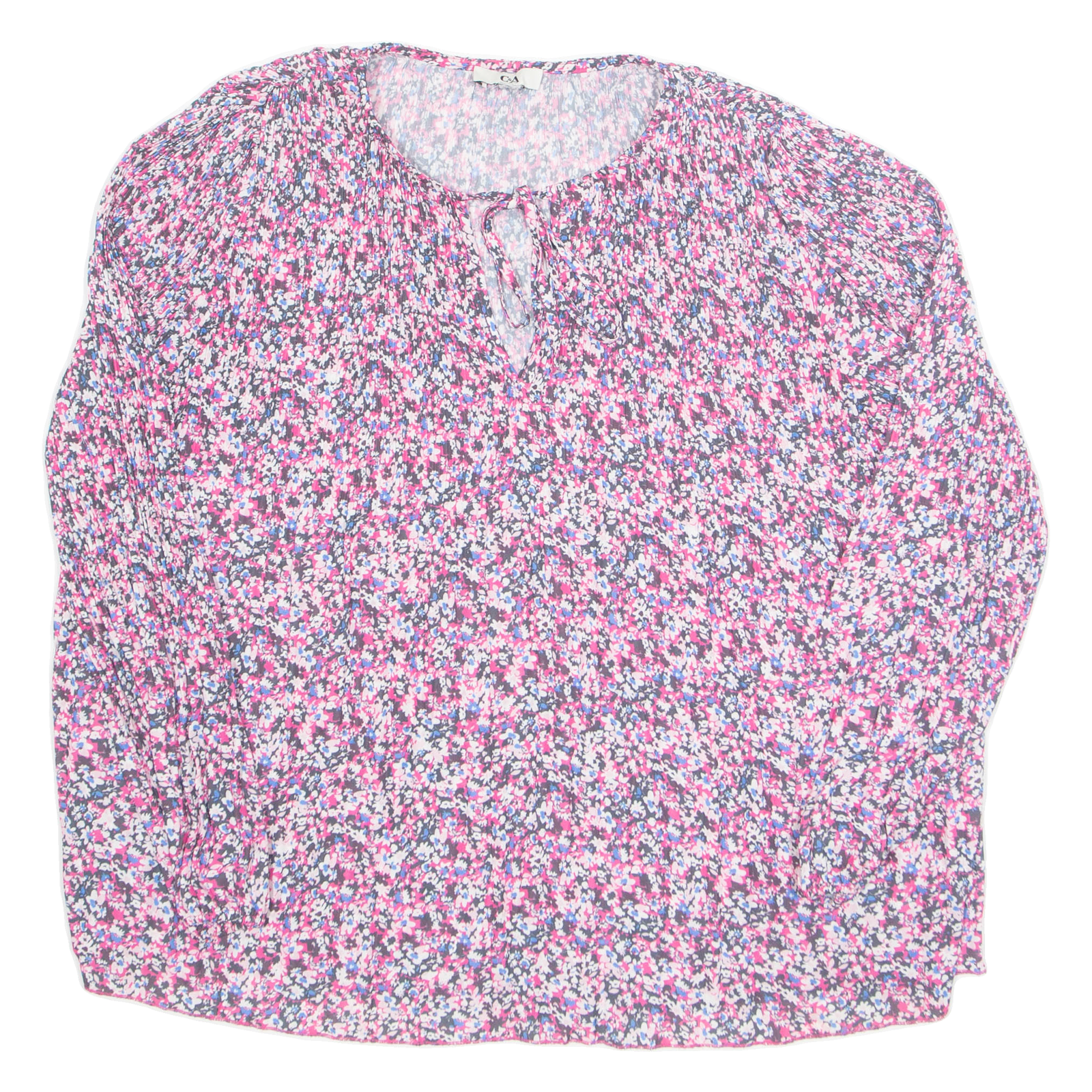Womens Printed Blouse Pink Long Sleeve Floral L Refurbished - N/A refurbished available on Cerqular