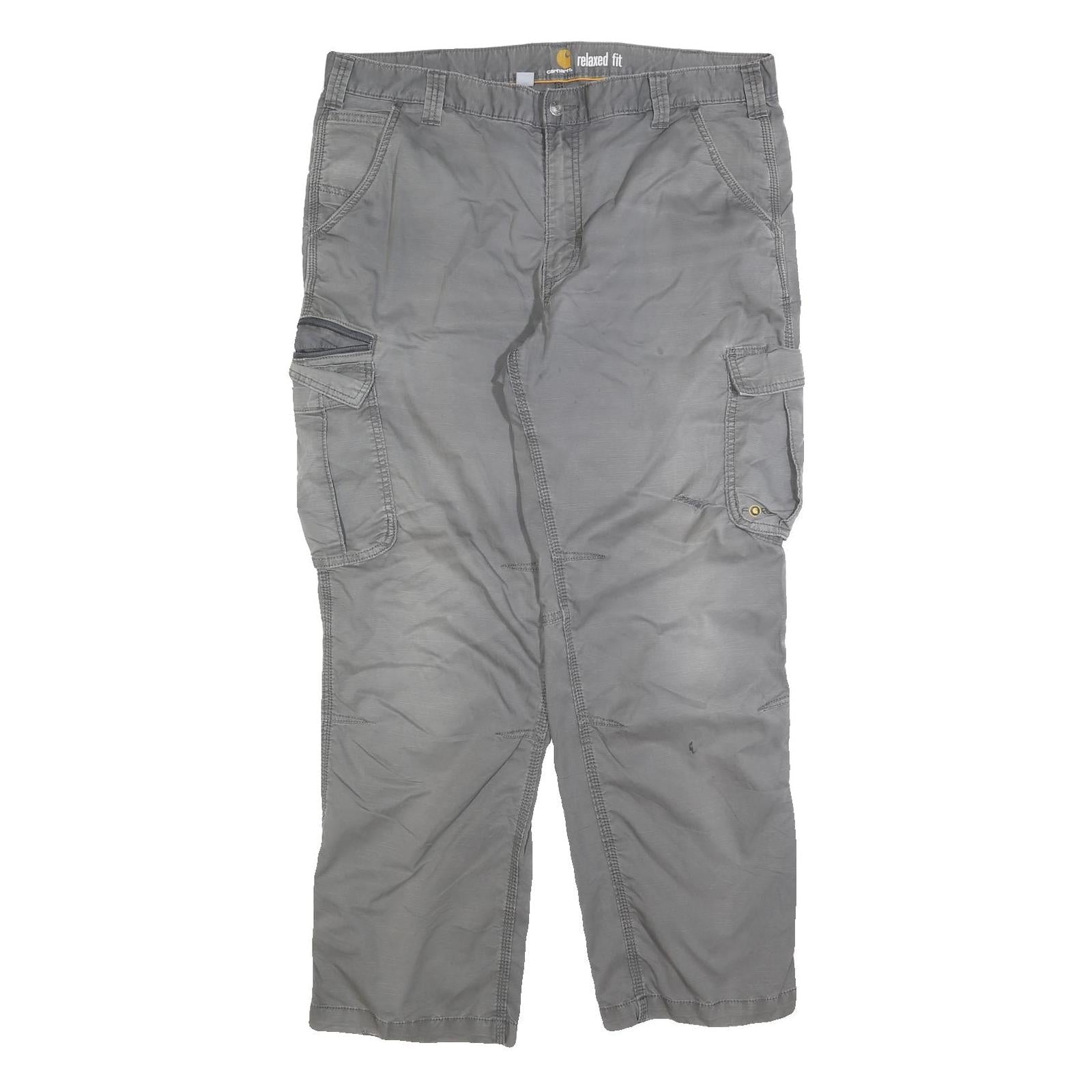 CARHARTT Mens Relaxed Fit Grey Cotton Blend Cargo Trousers W40 L32 Workwear Refurbished - N/A refurbished available on Cerqular