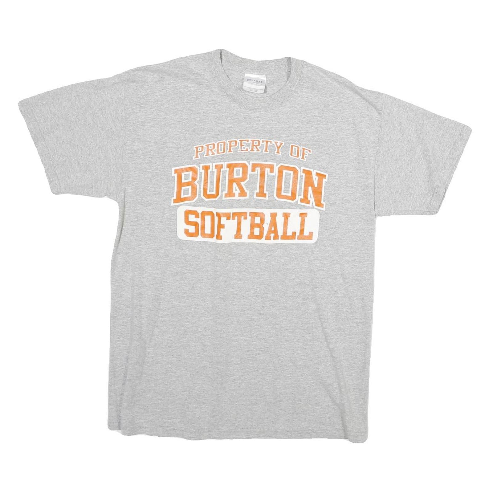 PORT & COMPANY Mens Grey & Orange Burton Softball Graphic T-Shirt M Short Sleeve Refurbished - N/A refurbished available on Cerqular