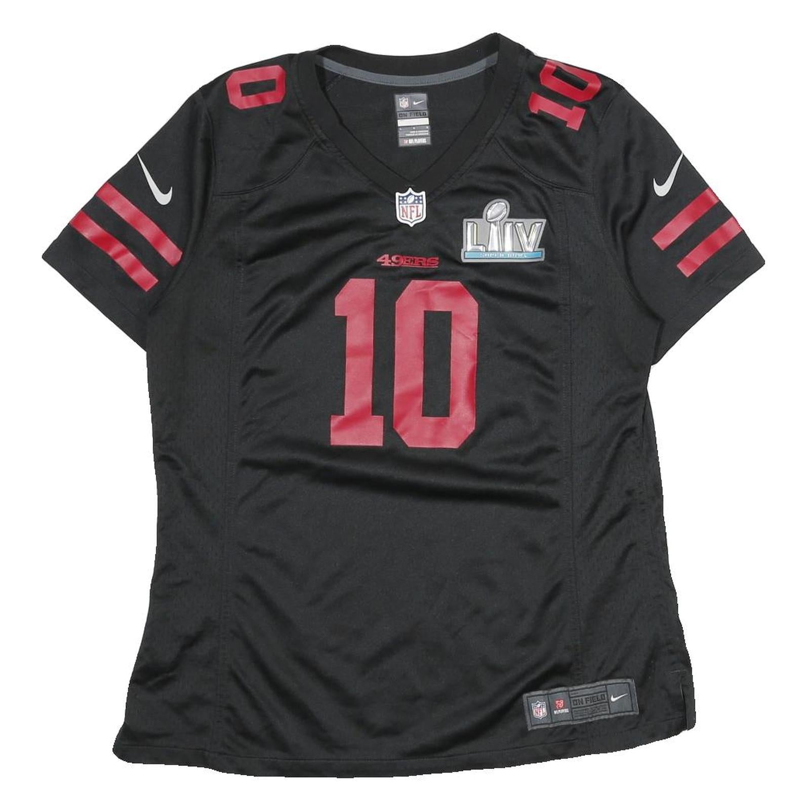NIKE Mens Black & Red Football Shirt L Short Sleeve V-Neck Garoppolo NFL Super Refurbished - N/A refurbished available on Cerqular
